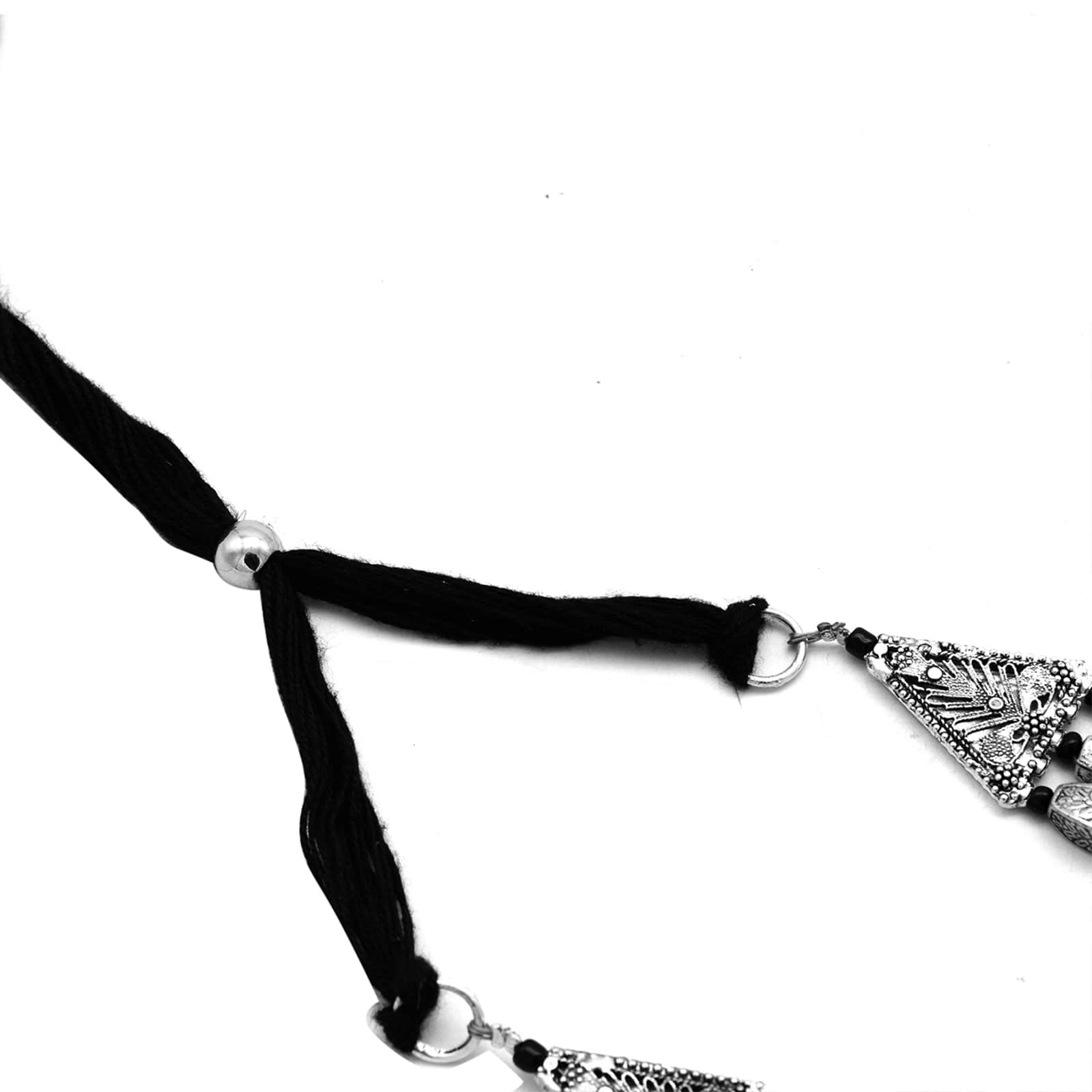 Anurima Floral Silver Oxidized Layered Necklace - Image 5