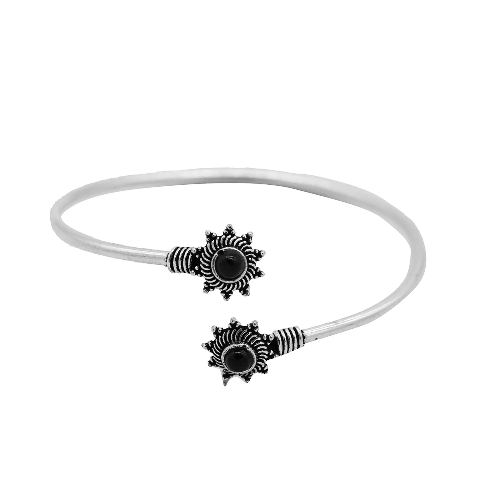 Aparna Black Flower Silver Oxidized Bracelet - Image 3