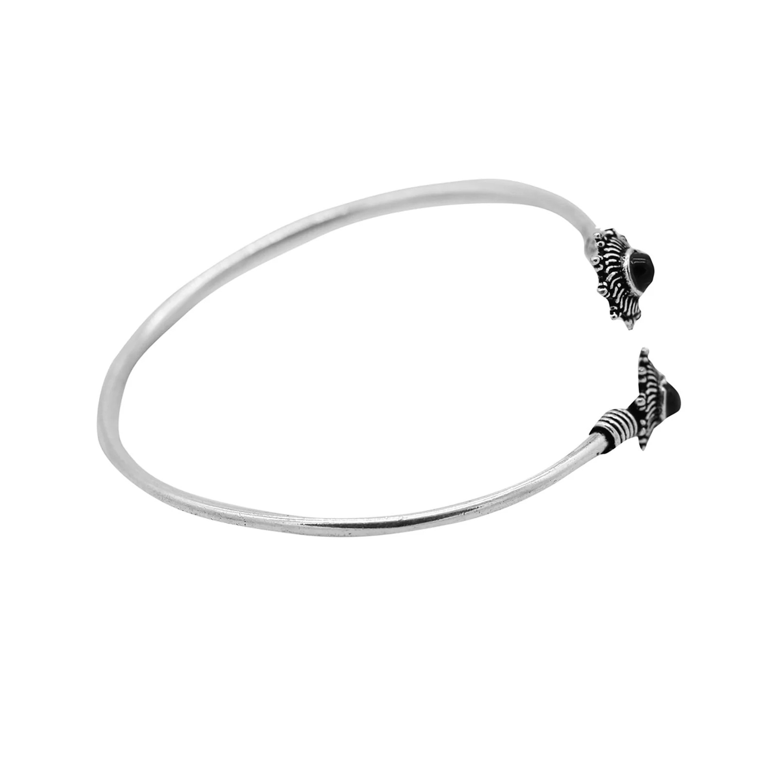 Aparna Black Flower Silver Oxidized Bracelet - Image 5