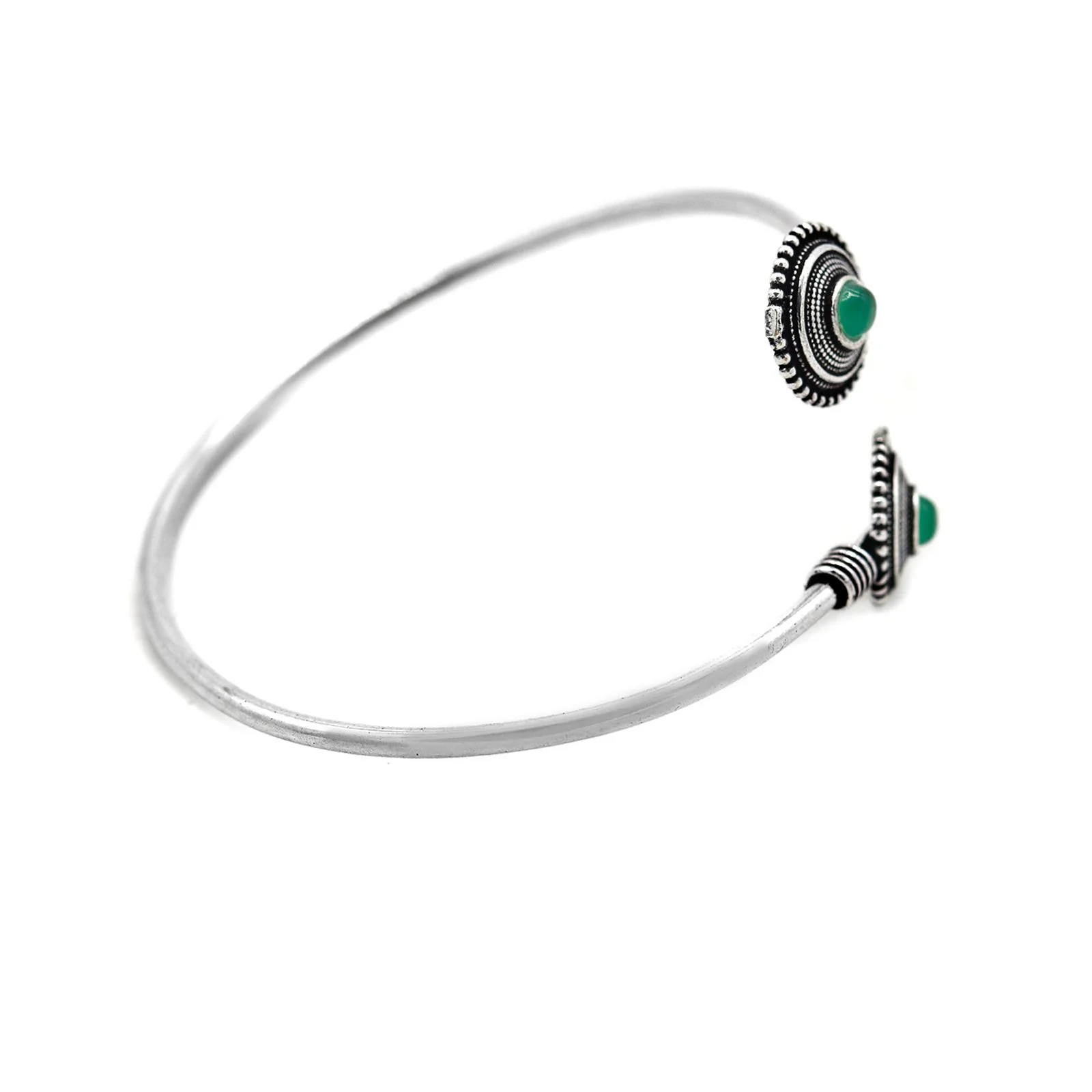 Aparna Green Circular Silver Oxidized Bracelet - Image 5