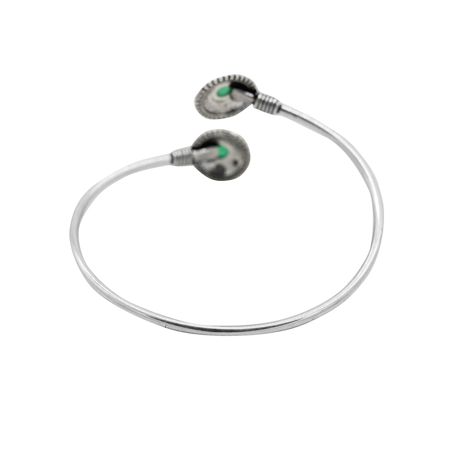 Aparna Green Circular Silver Oxidized Bracelet - Image 6