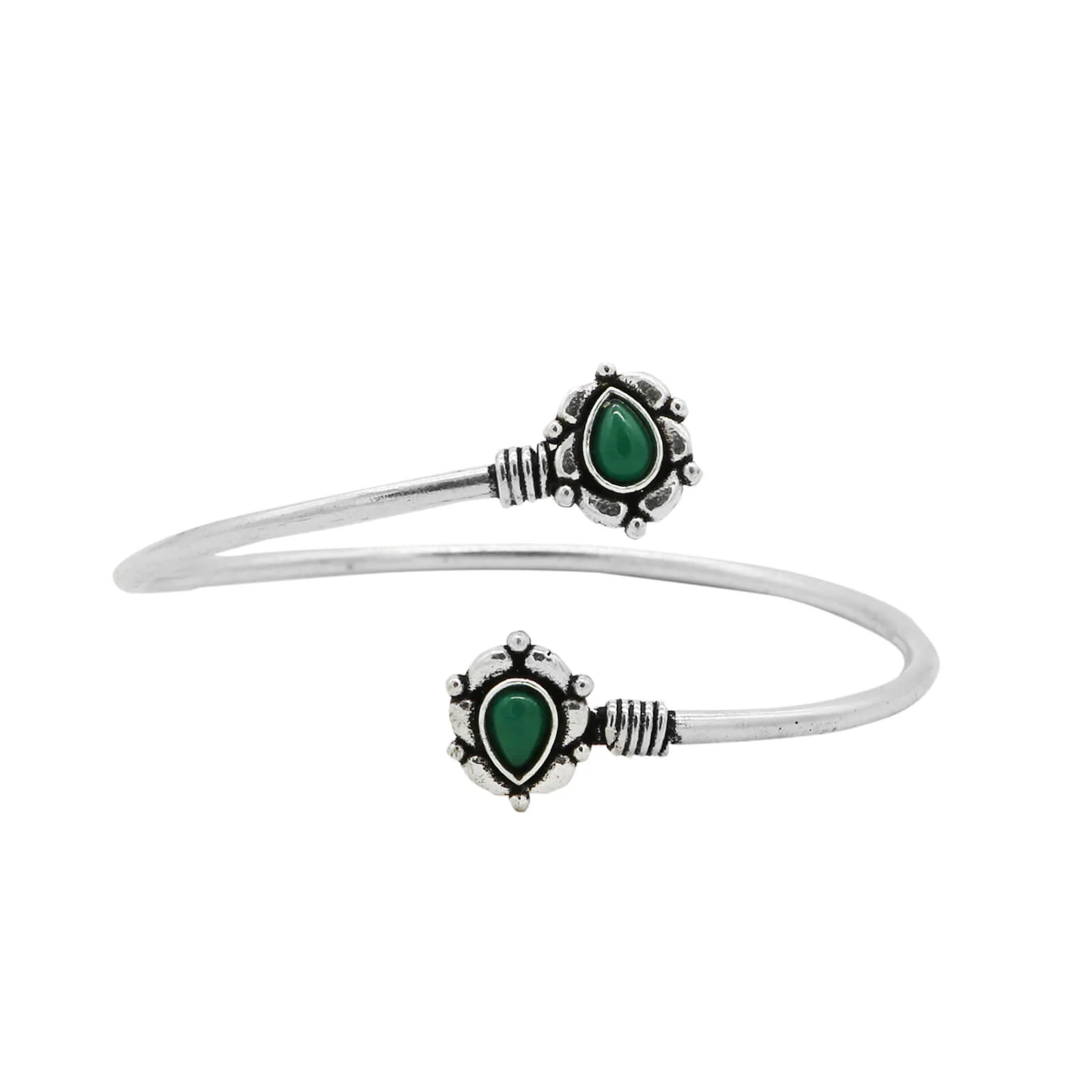 Aparna Green Leaf Silver Oxidized Bracelet - Image 3