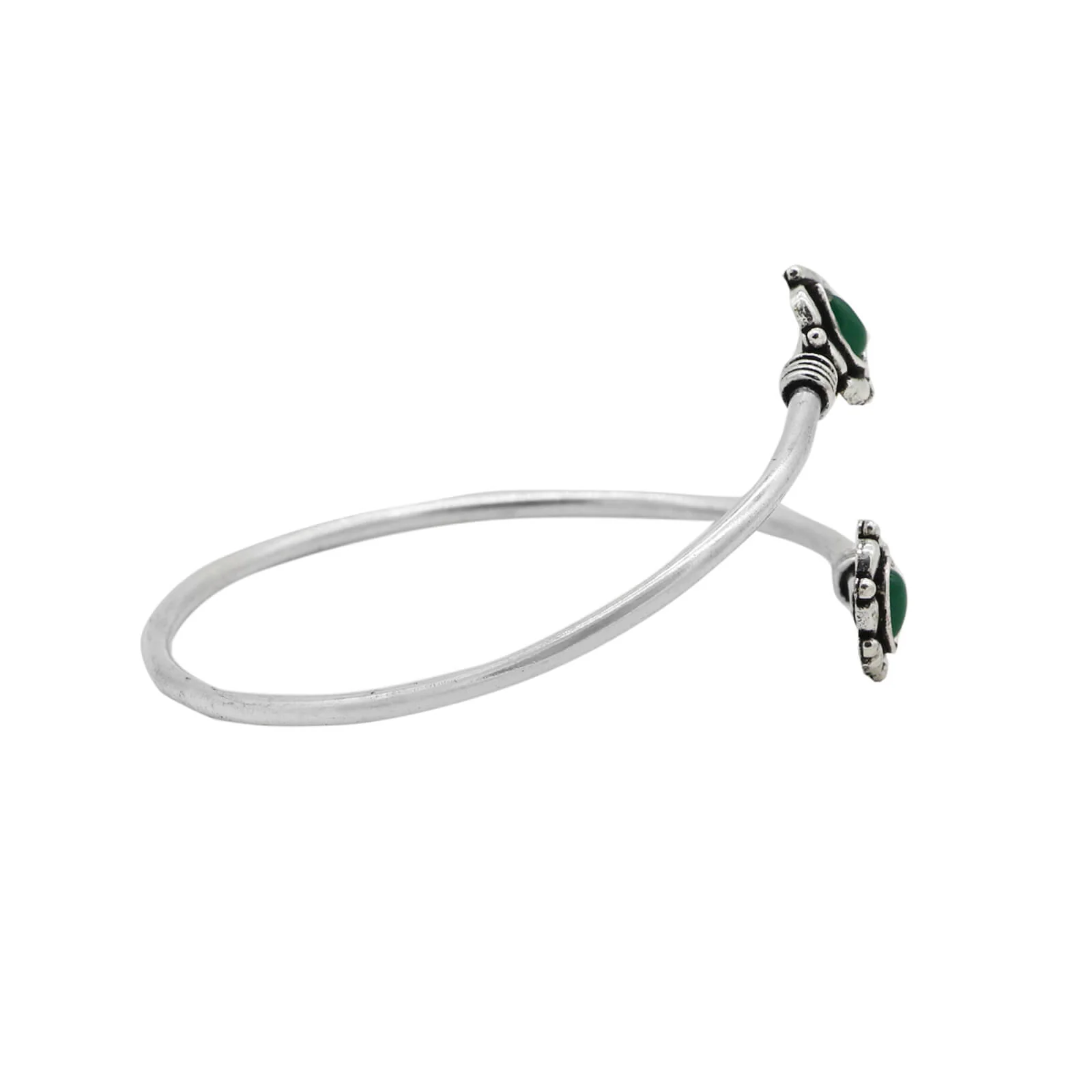 Aparna Green Leaf Silver Oxidized Bracelet - Image 4