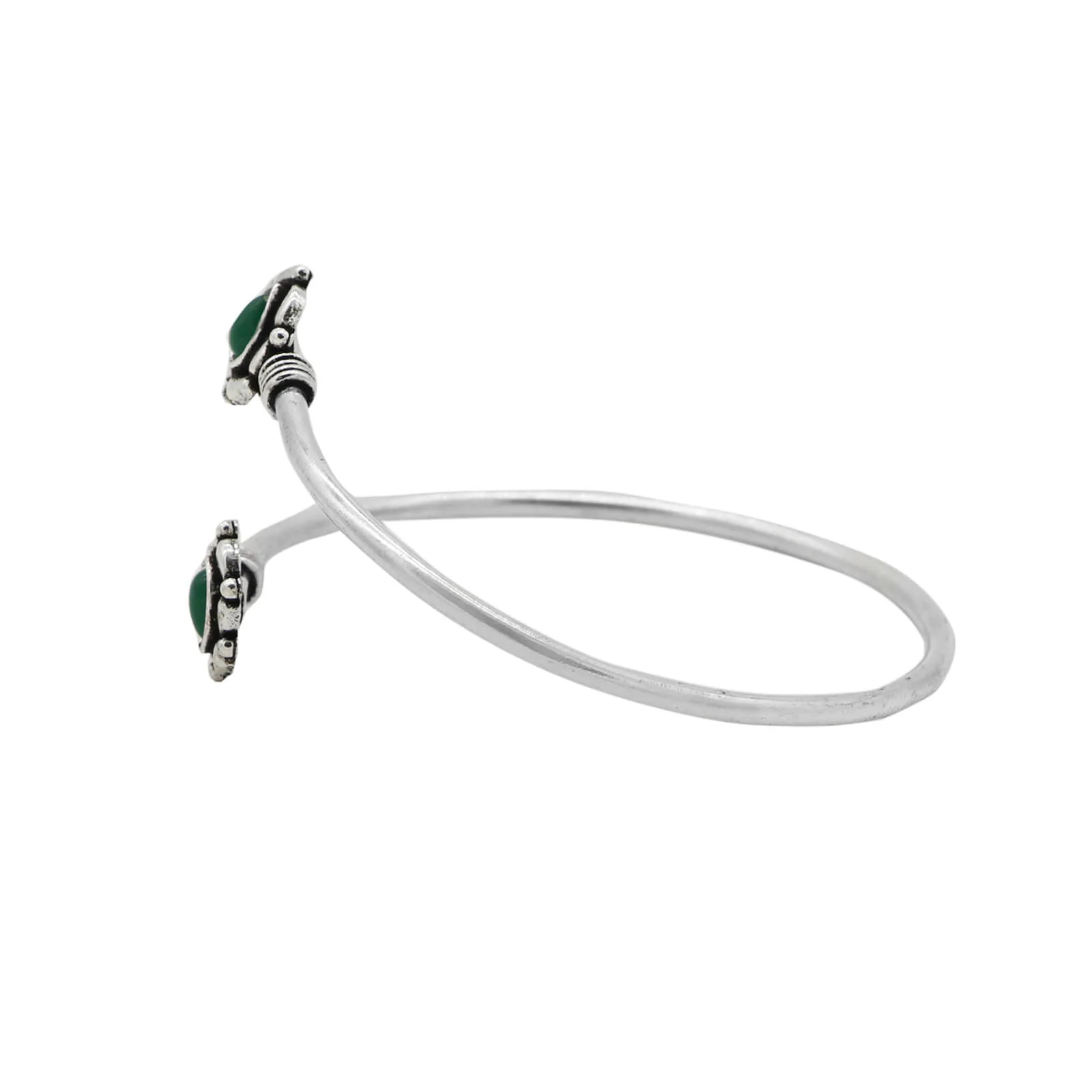 Aparna Green Leaf Silver Oxidized Bracelet - Image 5