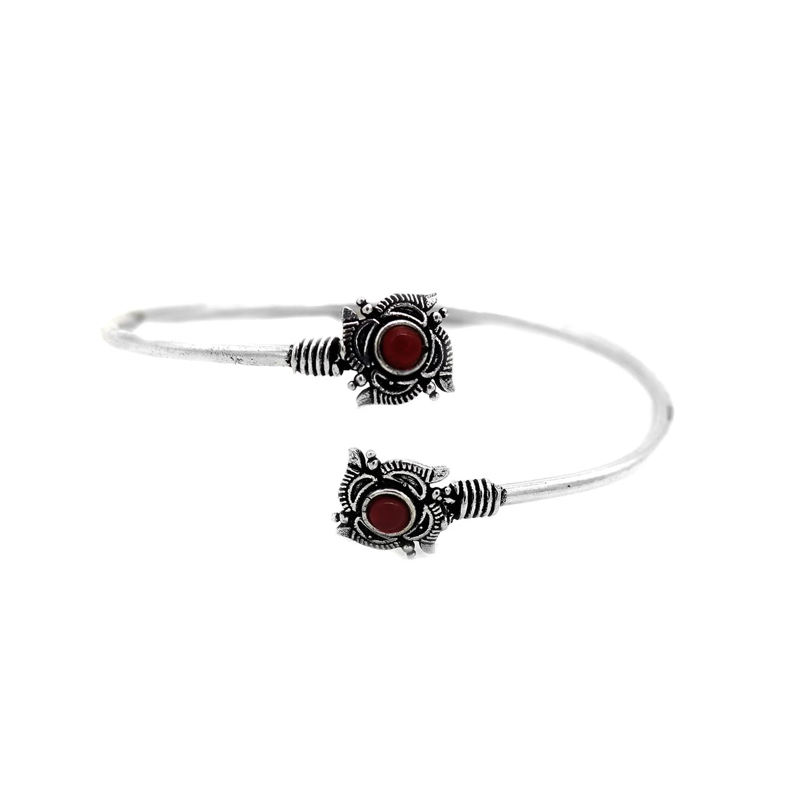 Aparna Red Flower Silver Oxidized Bracelet - Image 3