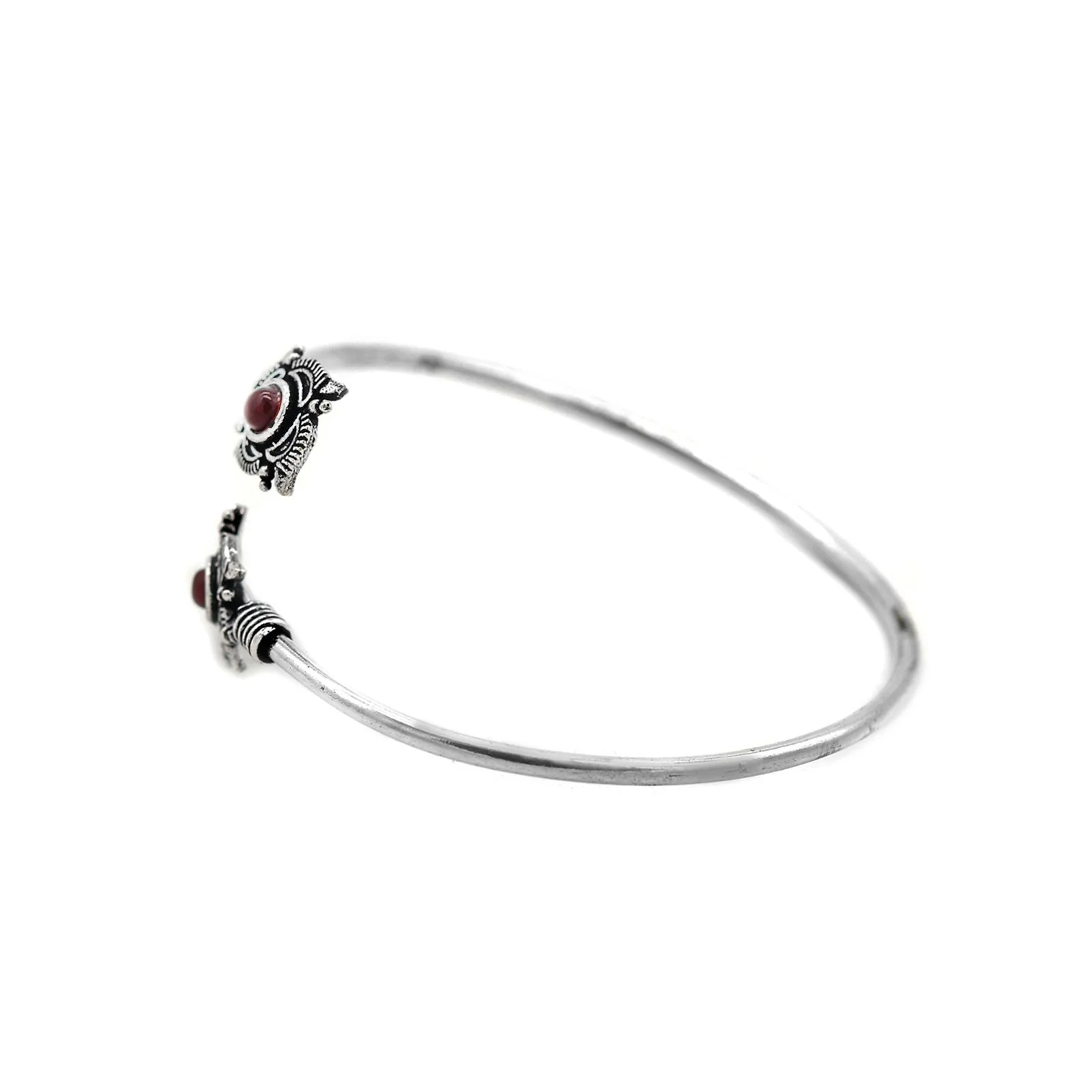 Aparna Red Flower Silver Oxidized Bracelet - Image 4