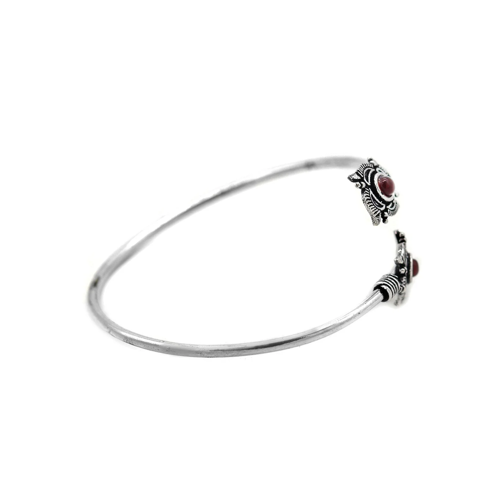 Aparna Red Flower Silver Oxidized Bracelet - Image 5