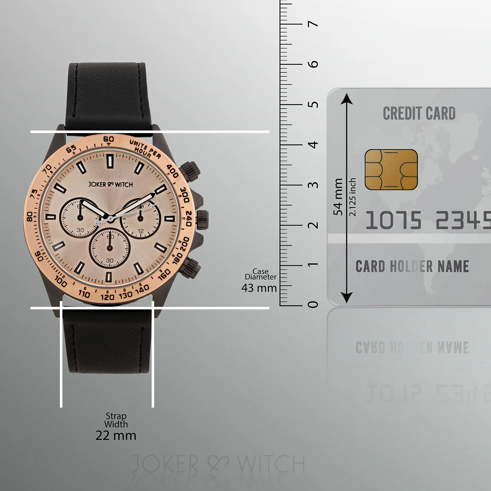 Apex Rose Gold Large Dial Black Silicone Strap Men's Watch - Image 8