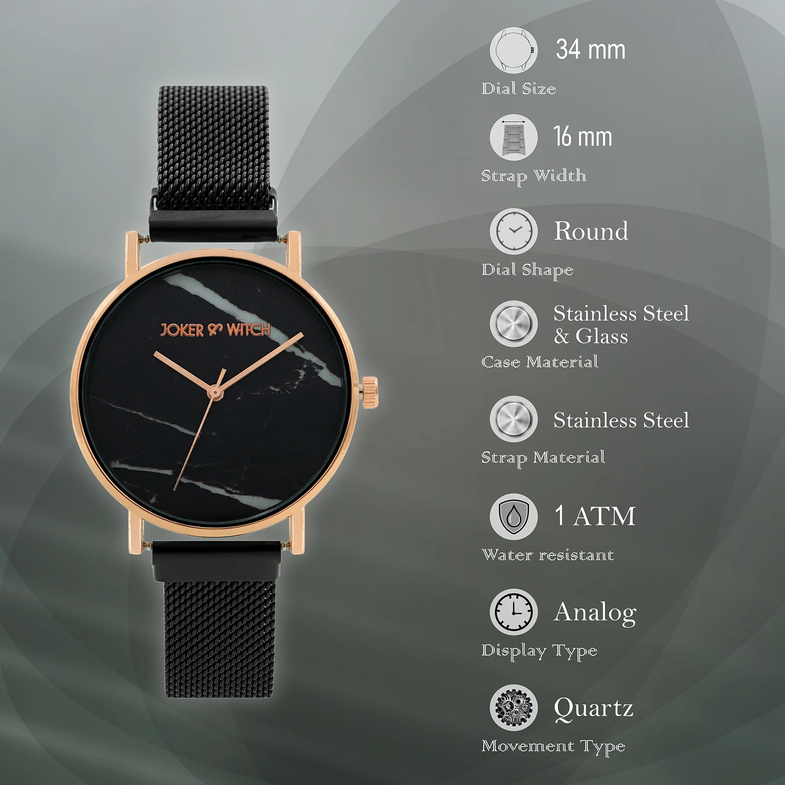 April Black Medium Dial Magnetic Strap Women's Watch - Image 5