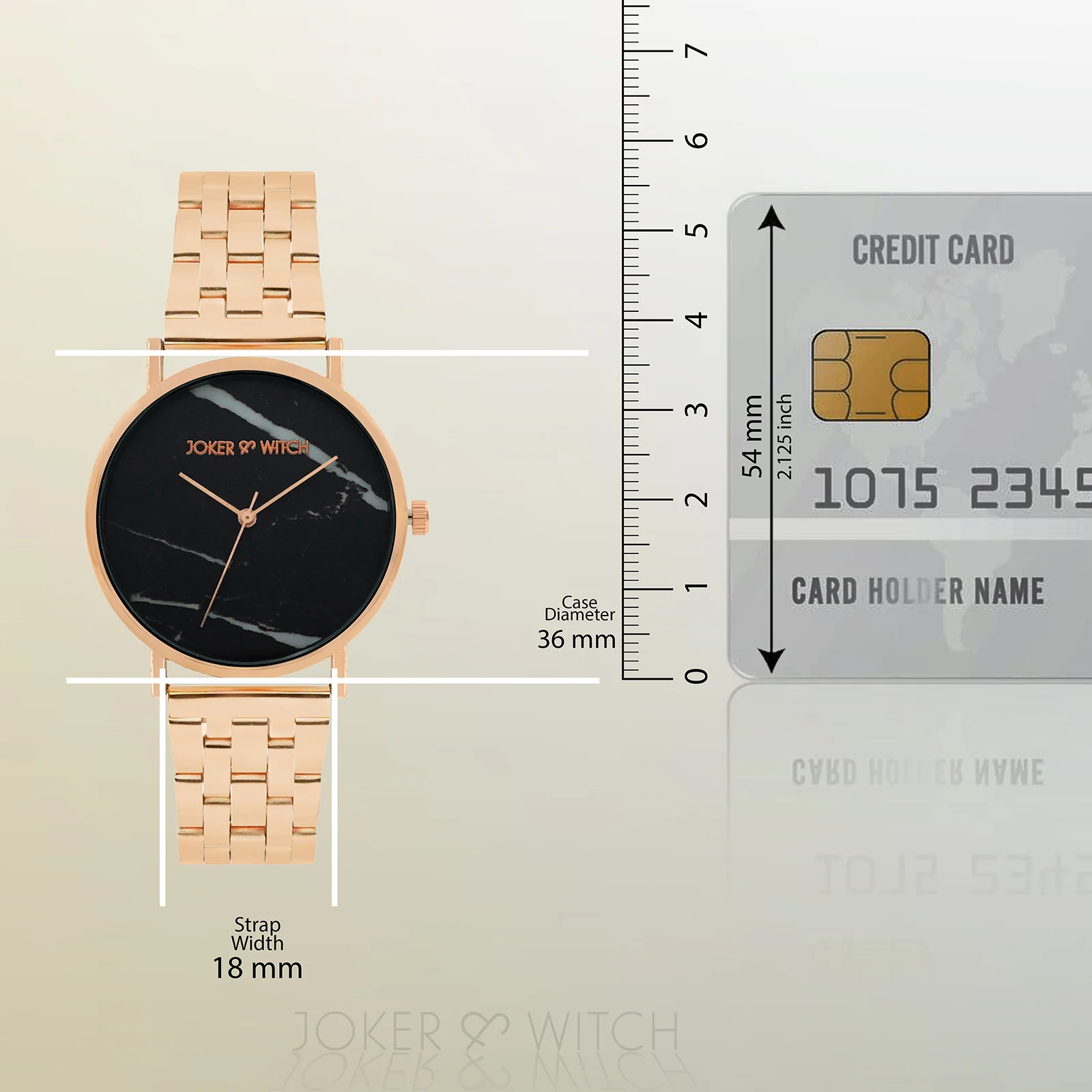April Black Medium Dial Rose Gold Linked Chain Strap Women's Watch - Image 8