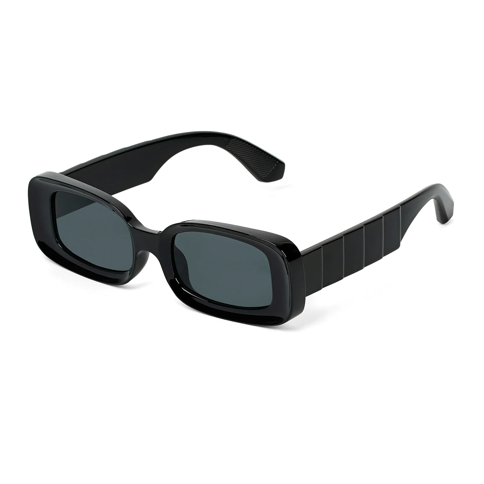 Arcadia Rectangular Black Sunglasses - Image 4
