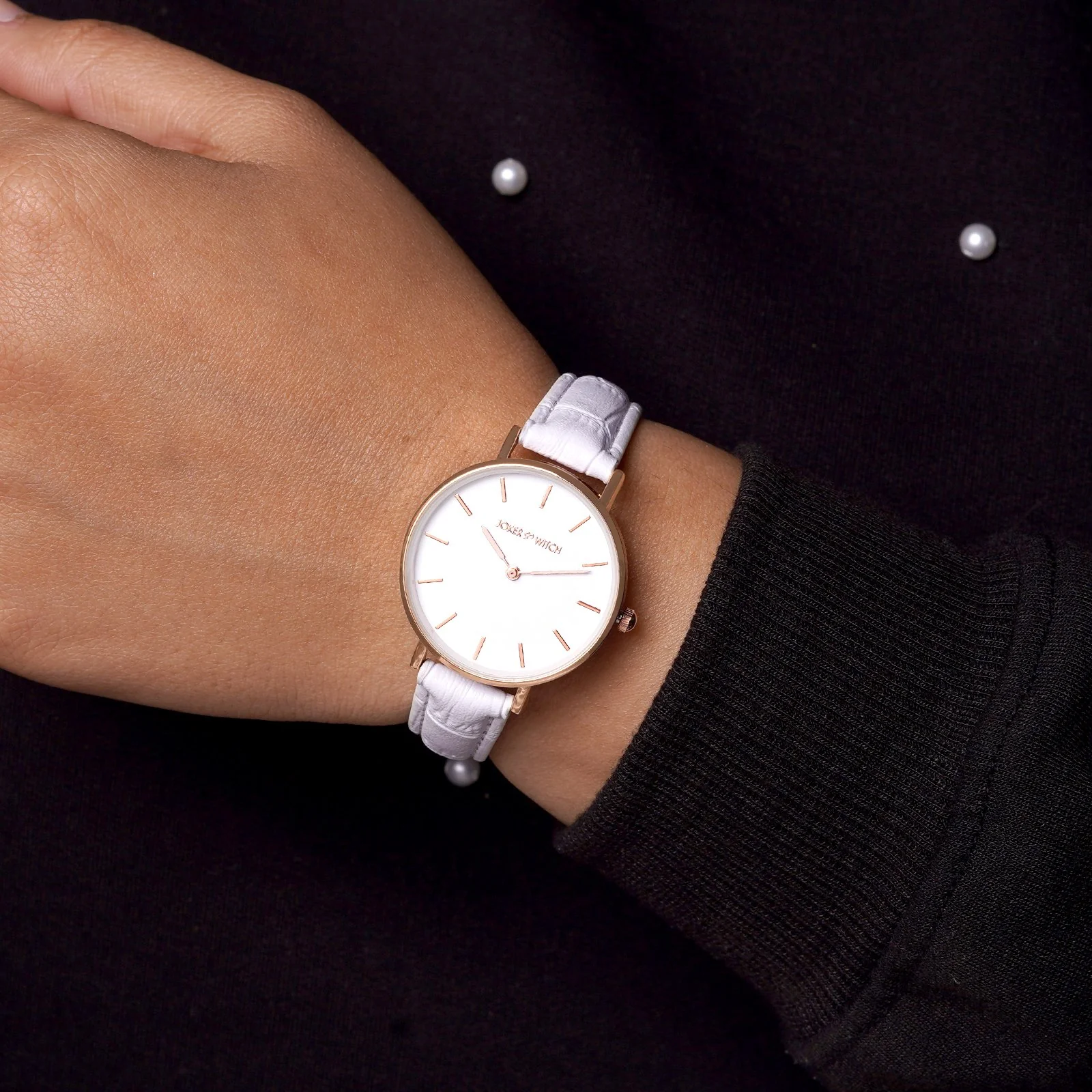 Ariana White Medium Dial White Croc Strap Women's Watch - Image 2