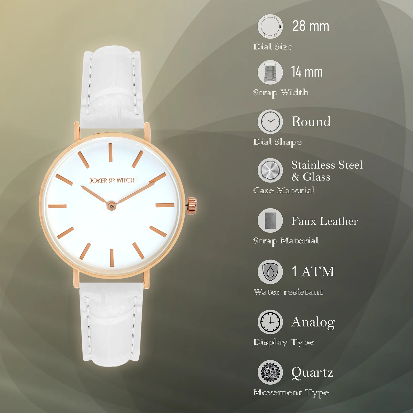 Ariana White Medium Dial White Croc Strap Women's Watch - Image 6