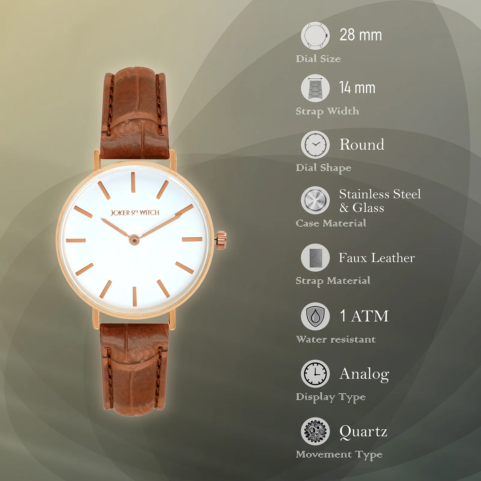Ariana White Medium Dial Brown Croc Strap Women's Watch - Image 7
