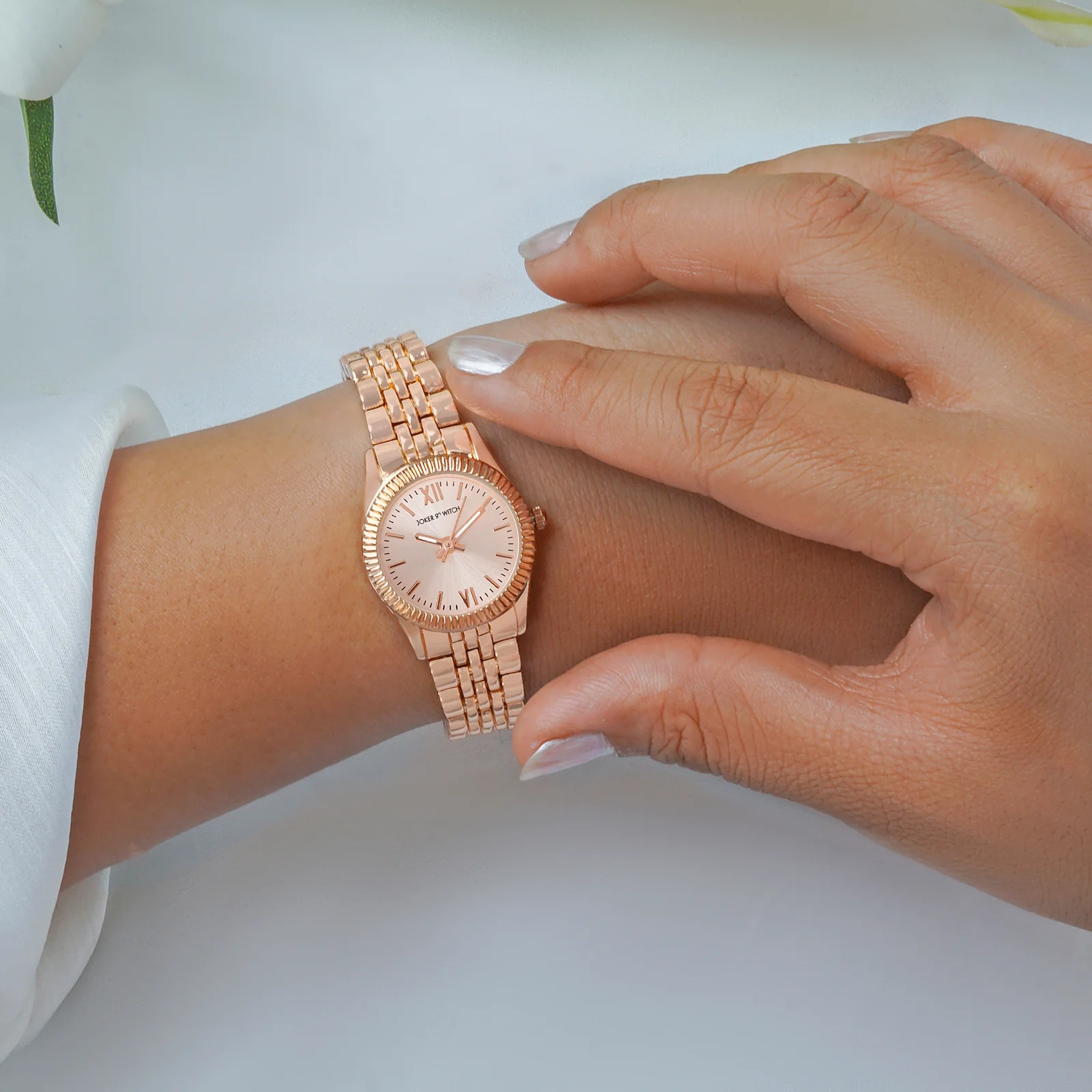 Arina Rose Gold Mini Dial Linked Chain Strap Women's Watch - Image 4