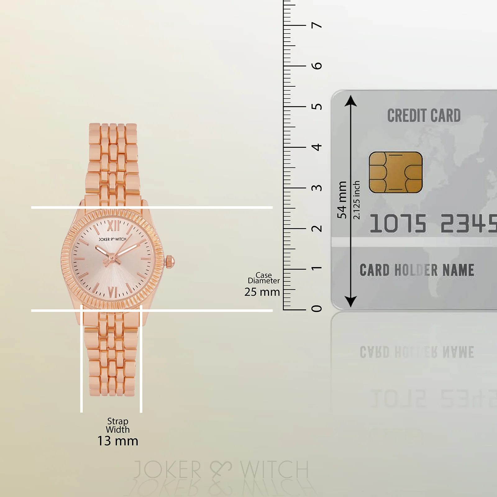 Arina Rose Gold Mini Dial Linked Chain Strap Women's Watch - Image 8