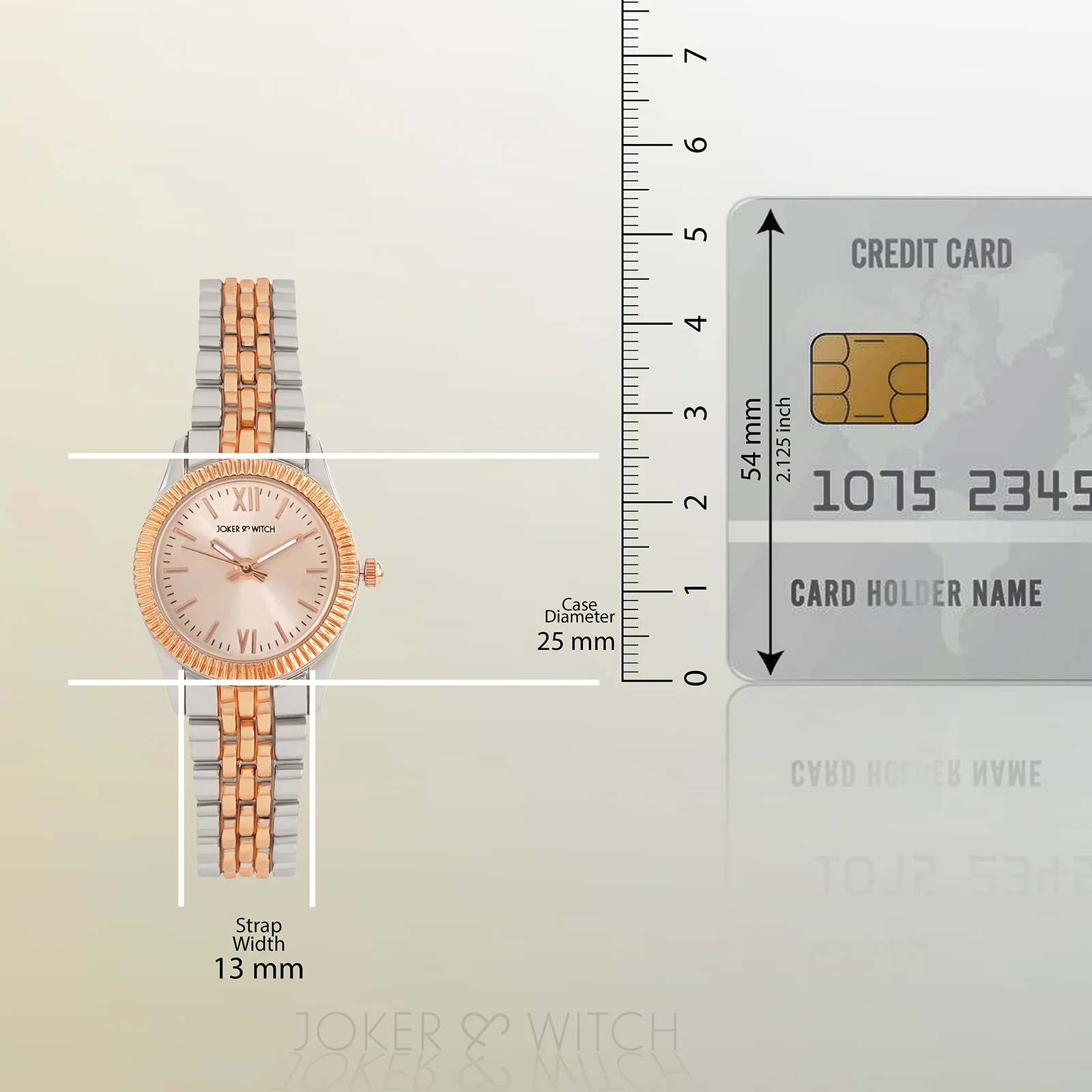 Arina Rose Gold Mini Dial Dual Tone Linked Chain Strap Women's Watch - Image 8