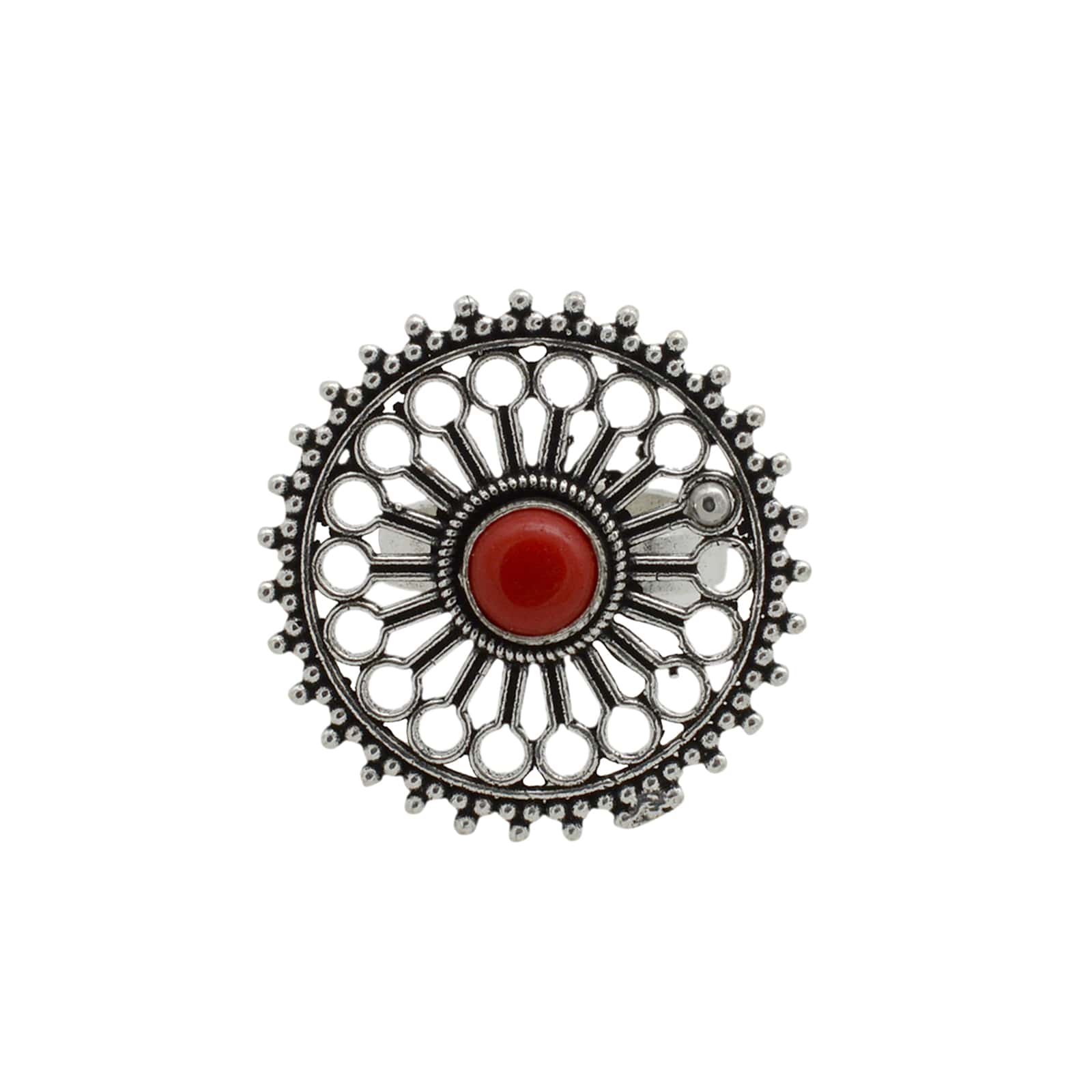 Aruna Red Silver Oxidized Ring - Image 2