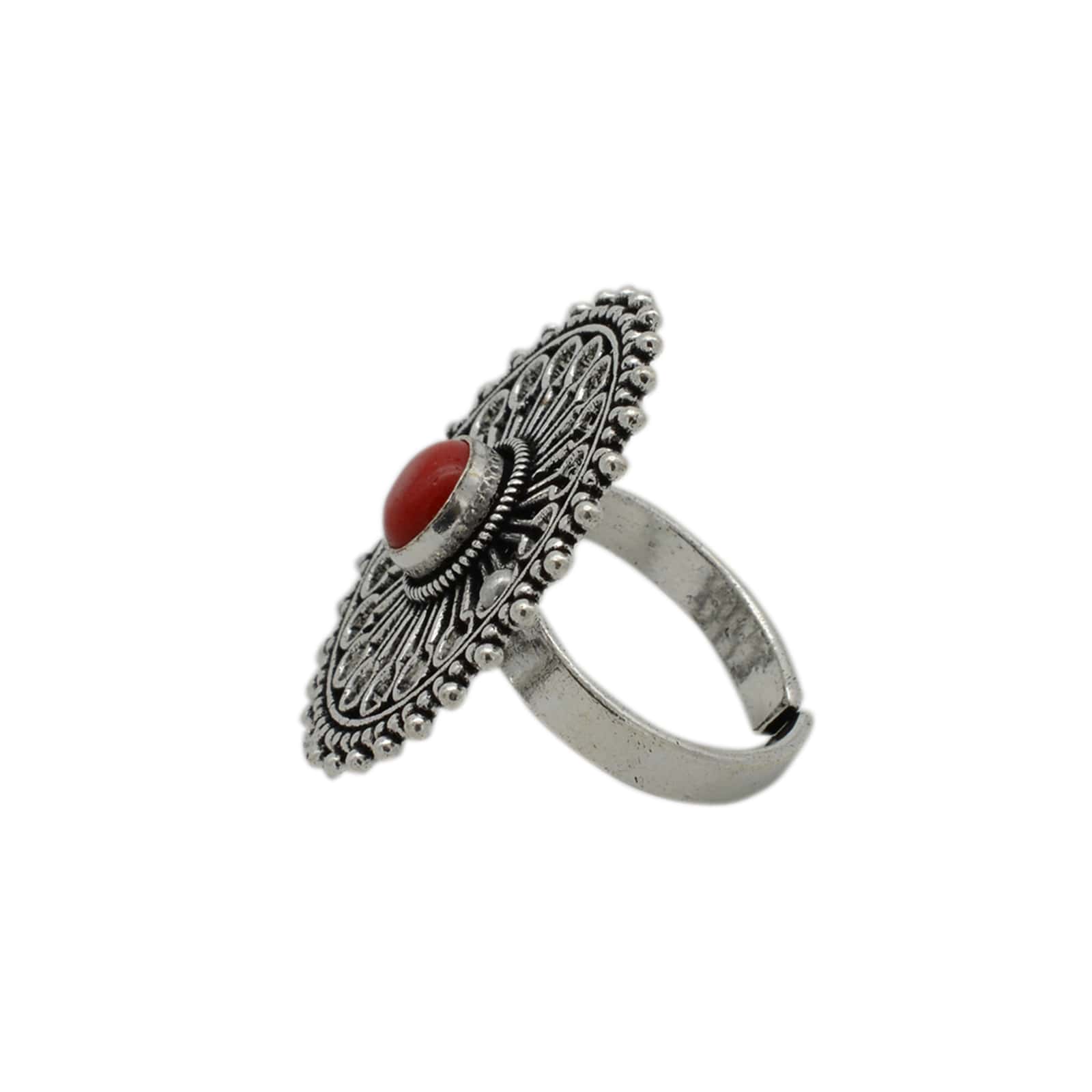 Aruna Red Silver Oxidized Ring - Image 3