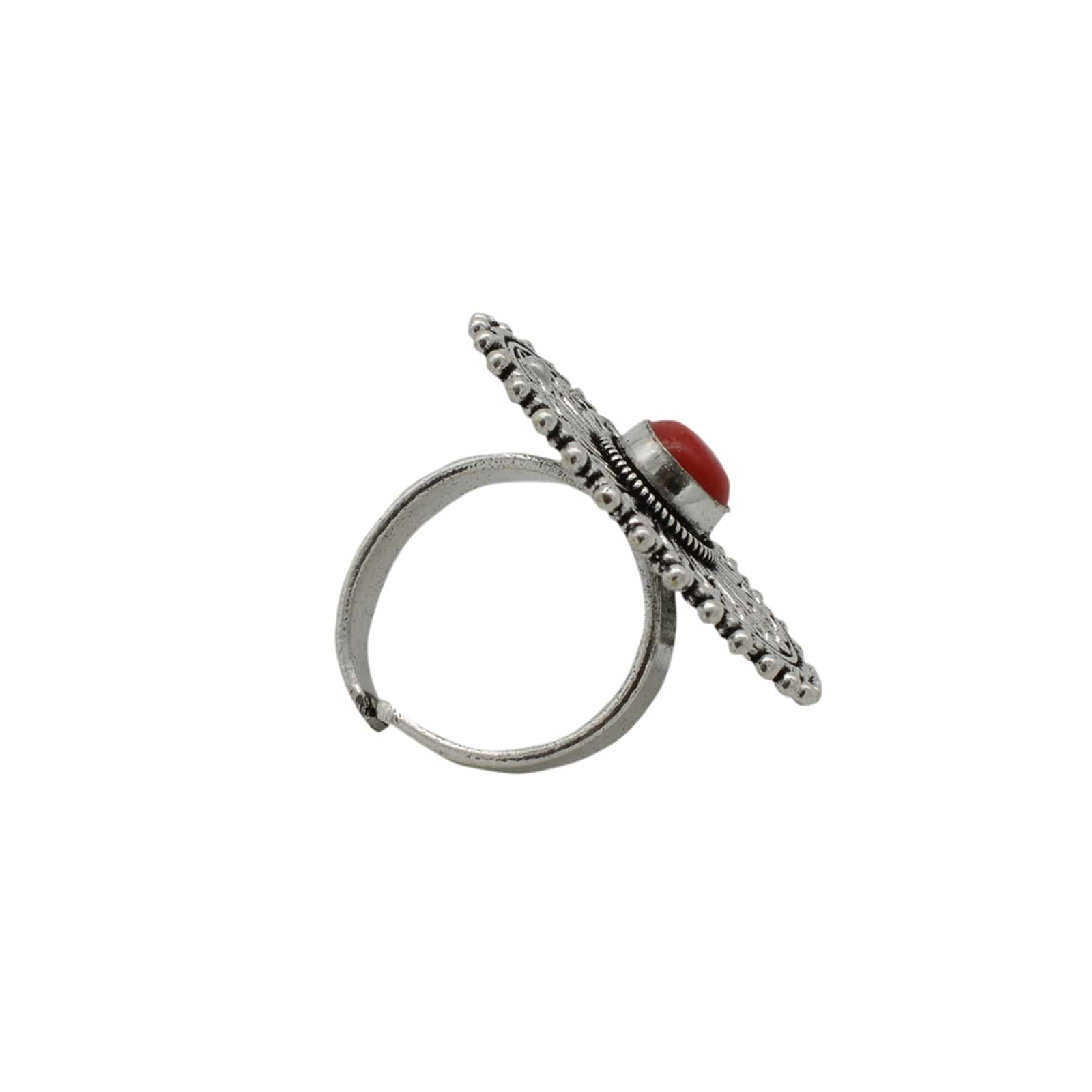 Aruna Red Silver Oxidized Ring - Image 5