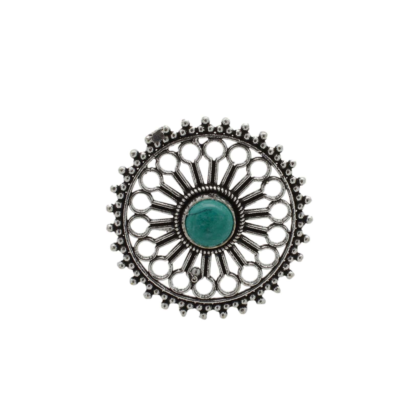 Aruna Turquoise Silver Oxidized Ring - Image 2