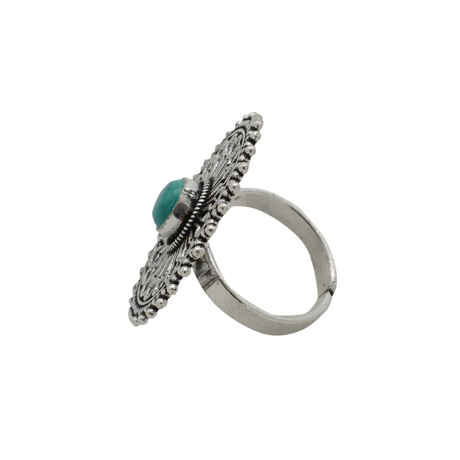 Aruna Turquoise Silver Oxidized Ring - Image 3