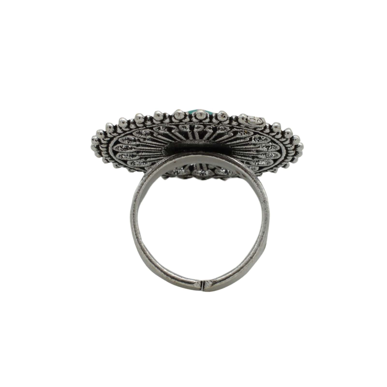 Aruna Turquoise Silver Oxidized Ring - Image 4