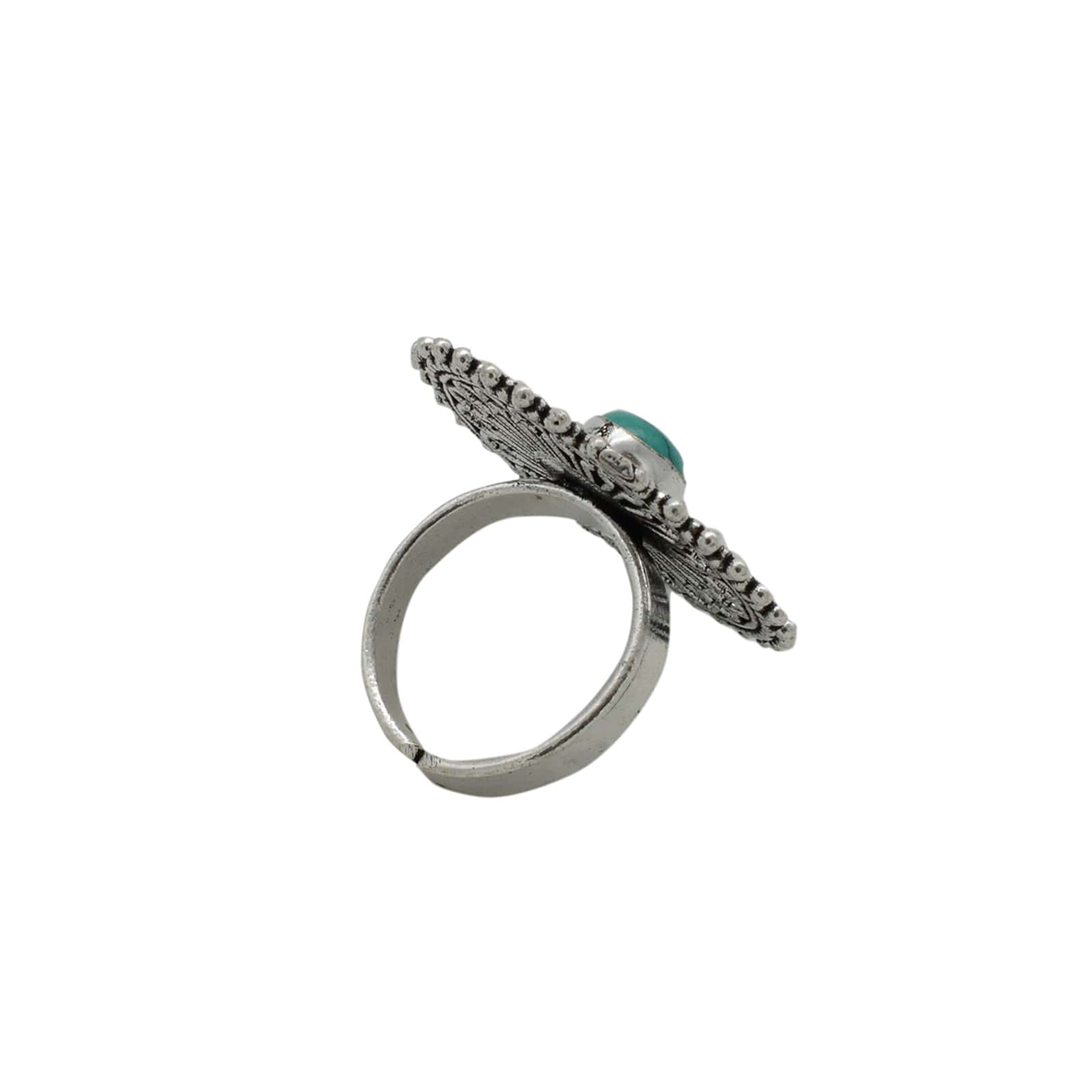 Aruna Turquoise Silver Oxidized Ring - Image 5