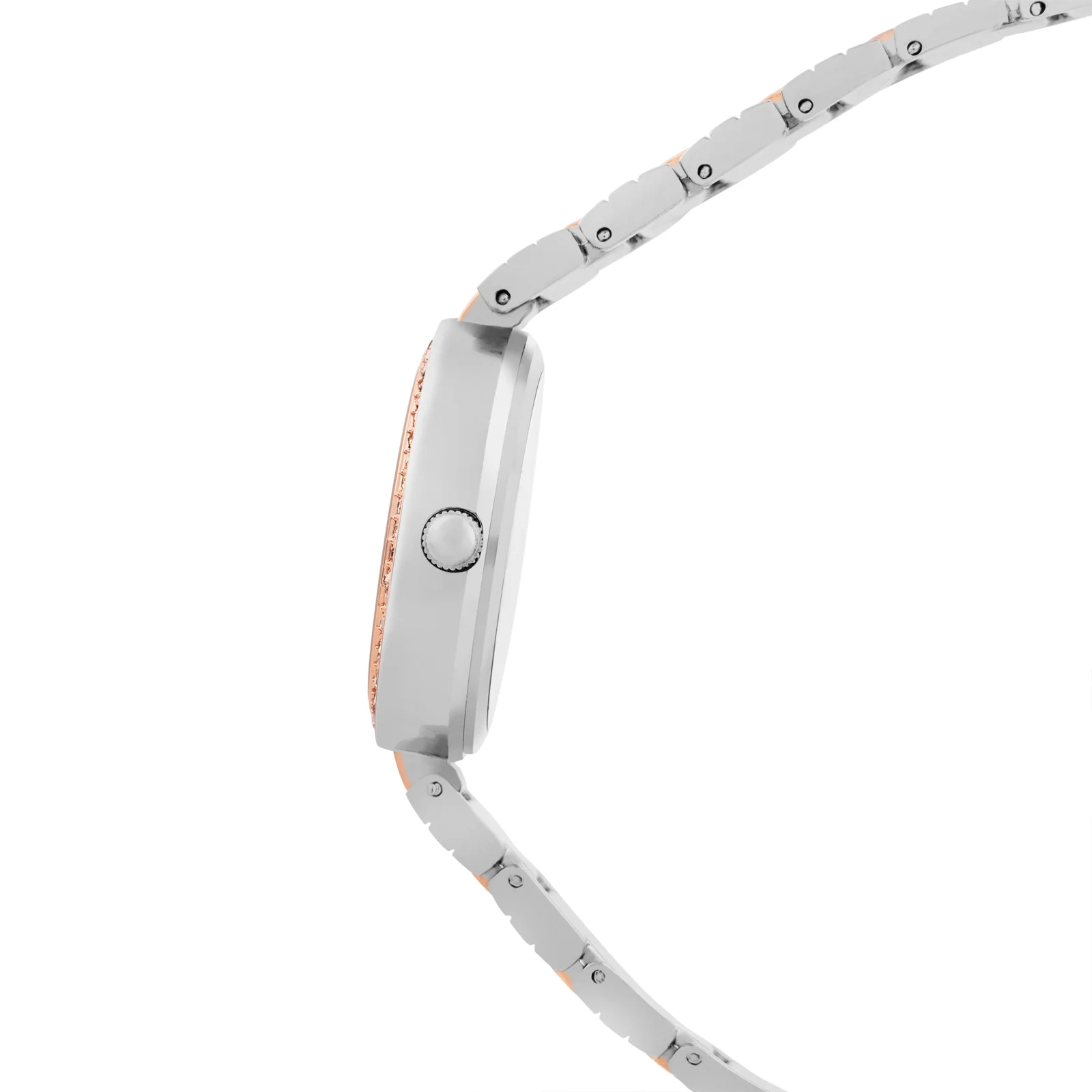 Astrielle Silver Small Rhinestone Dial Dual Tone Linked Chain Strap Women's Watch - Image 5