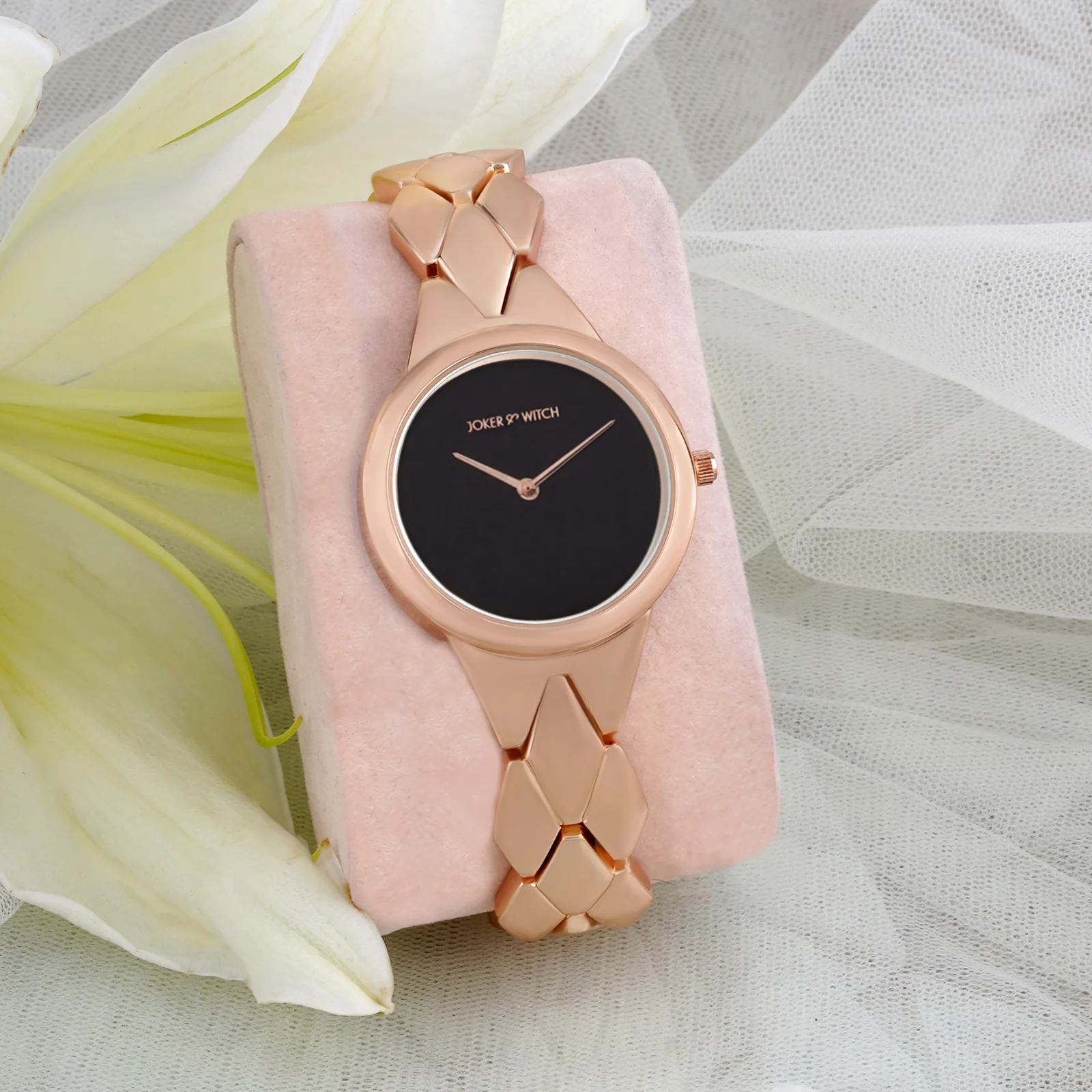 Athens Black Medium Dial Rose Gold Bracelet Strap Women's Watch - Image 3