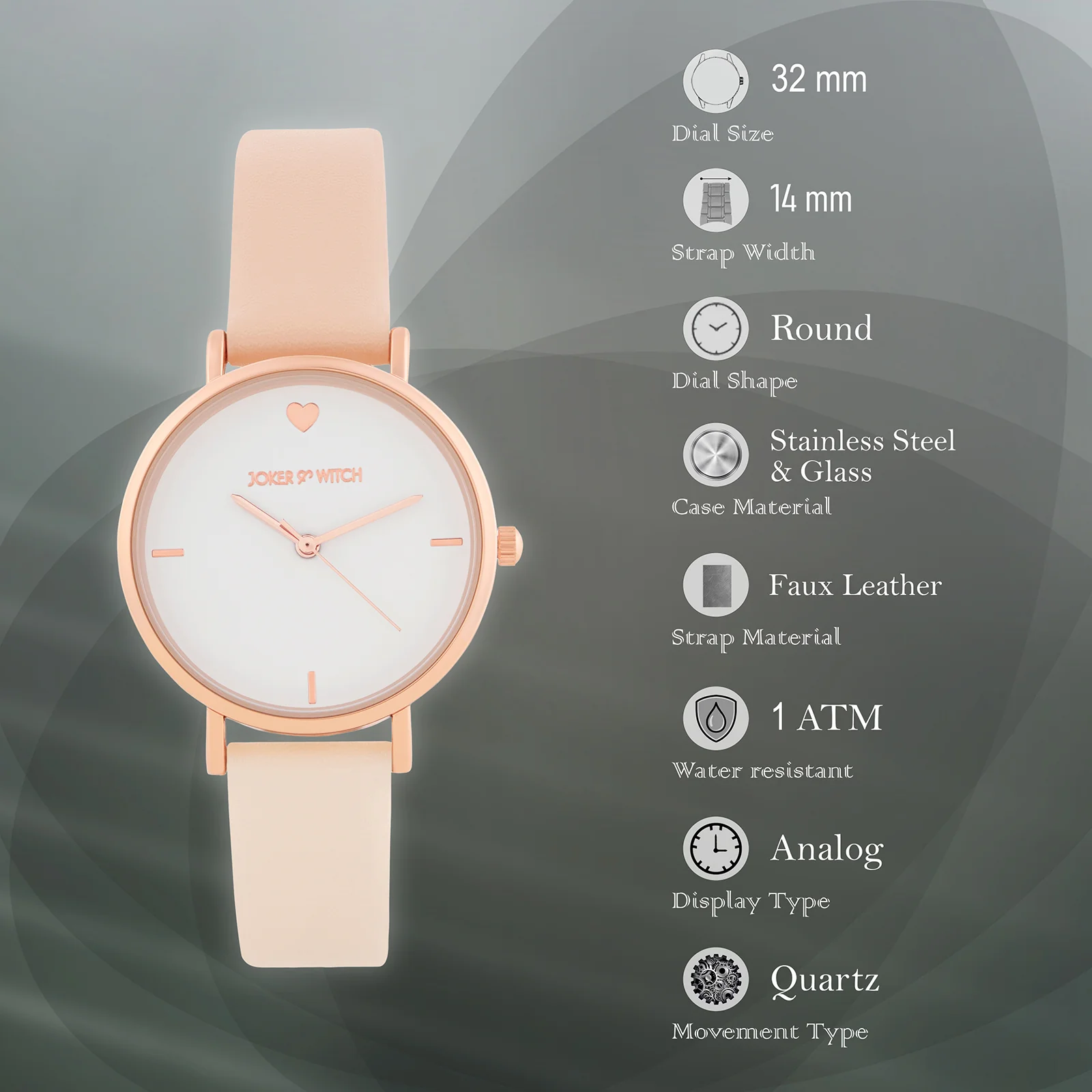 Aurora White Medium Dial Beige PU Strap Women's Watch - Image 7