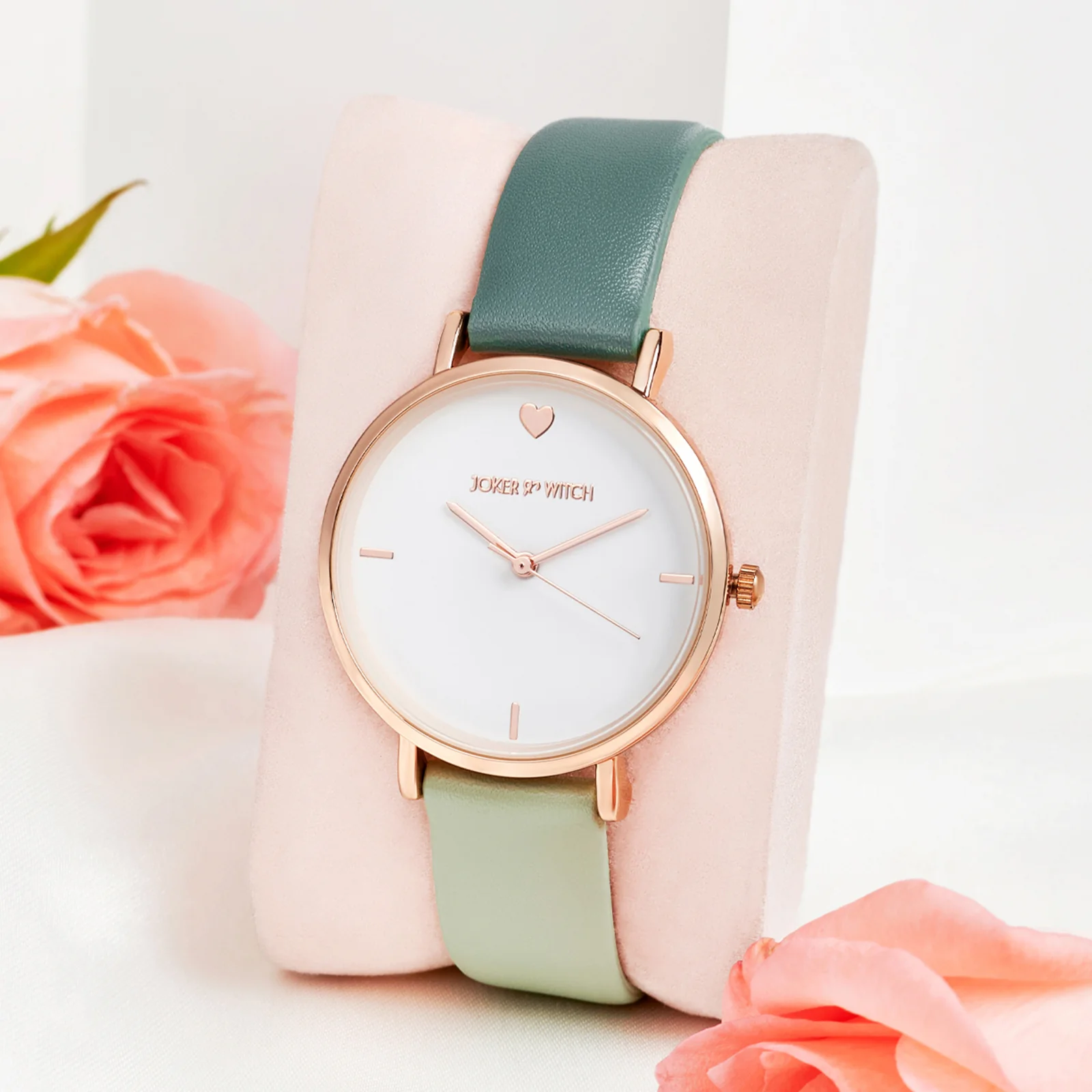 Aurora White Medium Dial Green PU Strap Women's Watch - Image 2