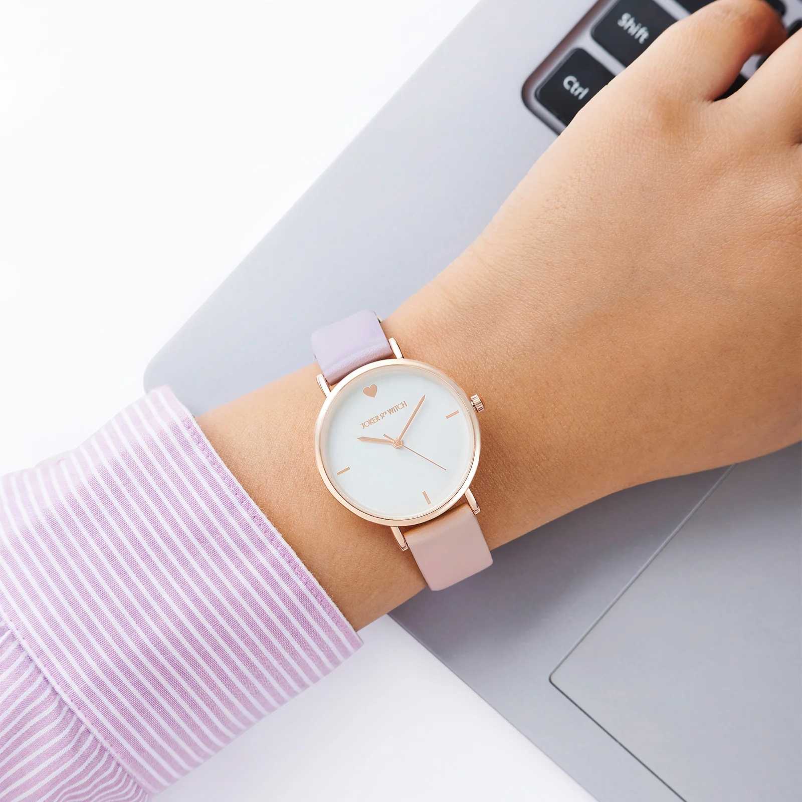 Aurora White Medium Dial Lavender PU Strap Women's Watch - Image 2
