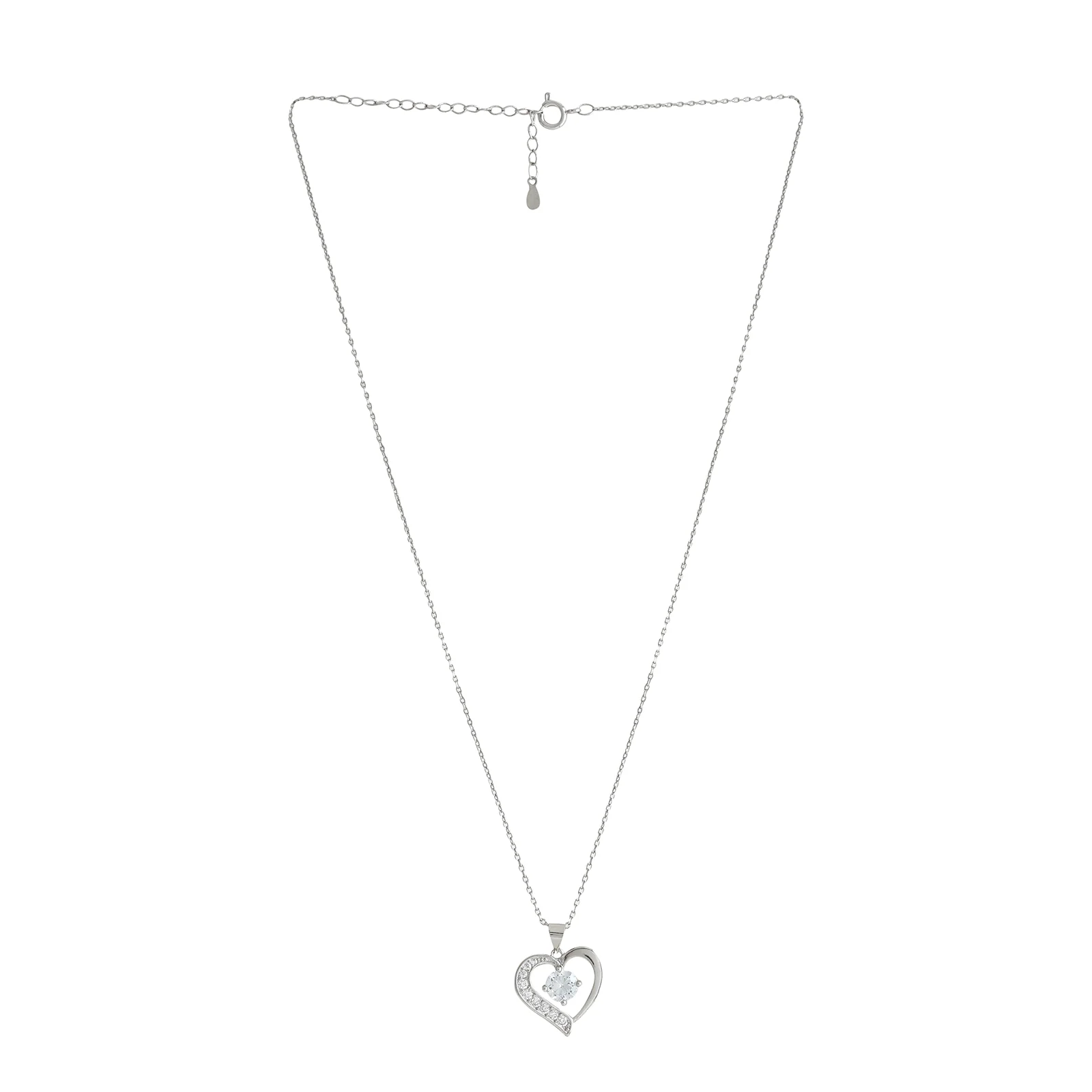 Aveline Drop in a Heart Silver Necklace - Image 3