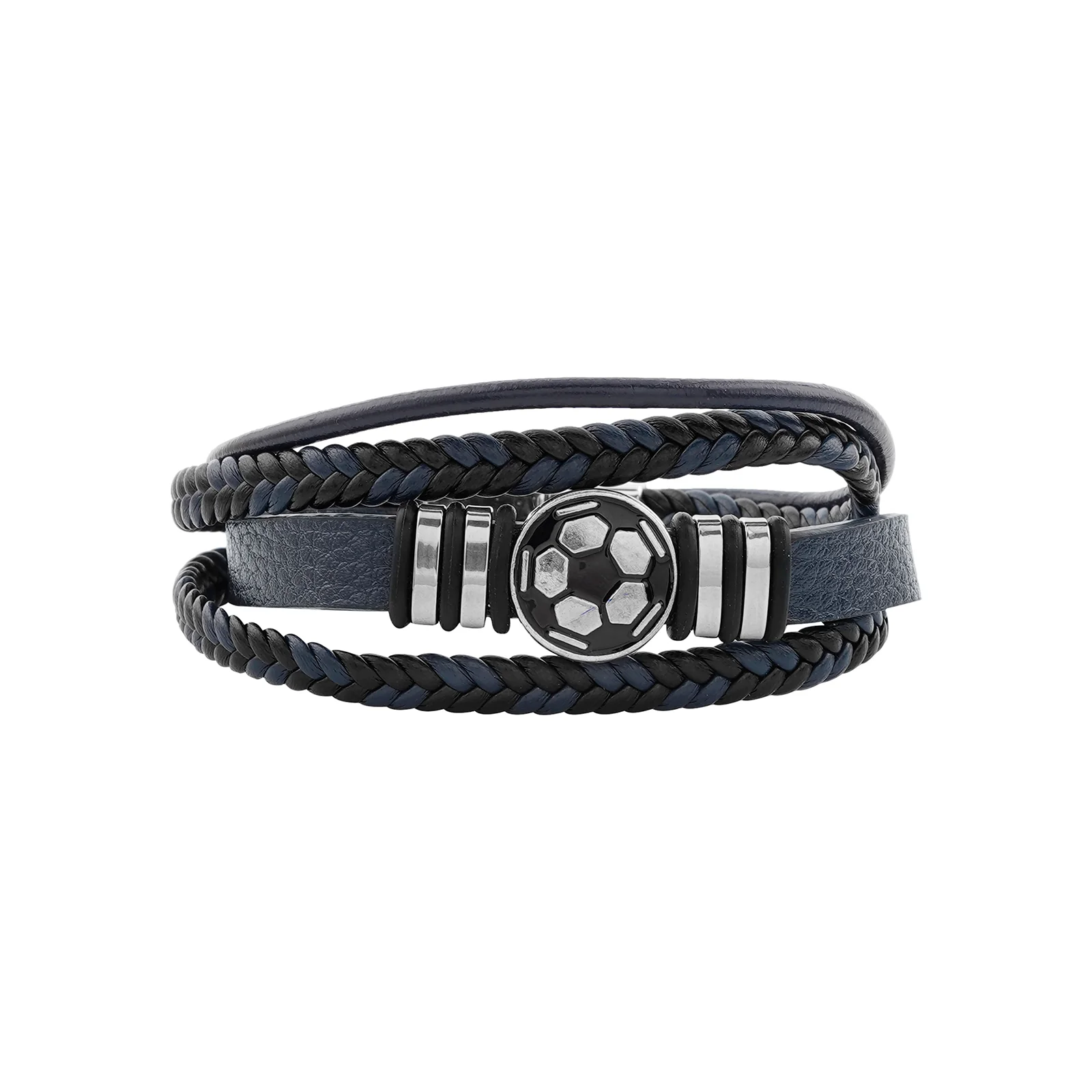 Bennington Blue Men's Leather Layered Bracelet - Image 3