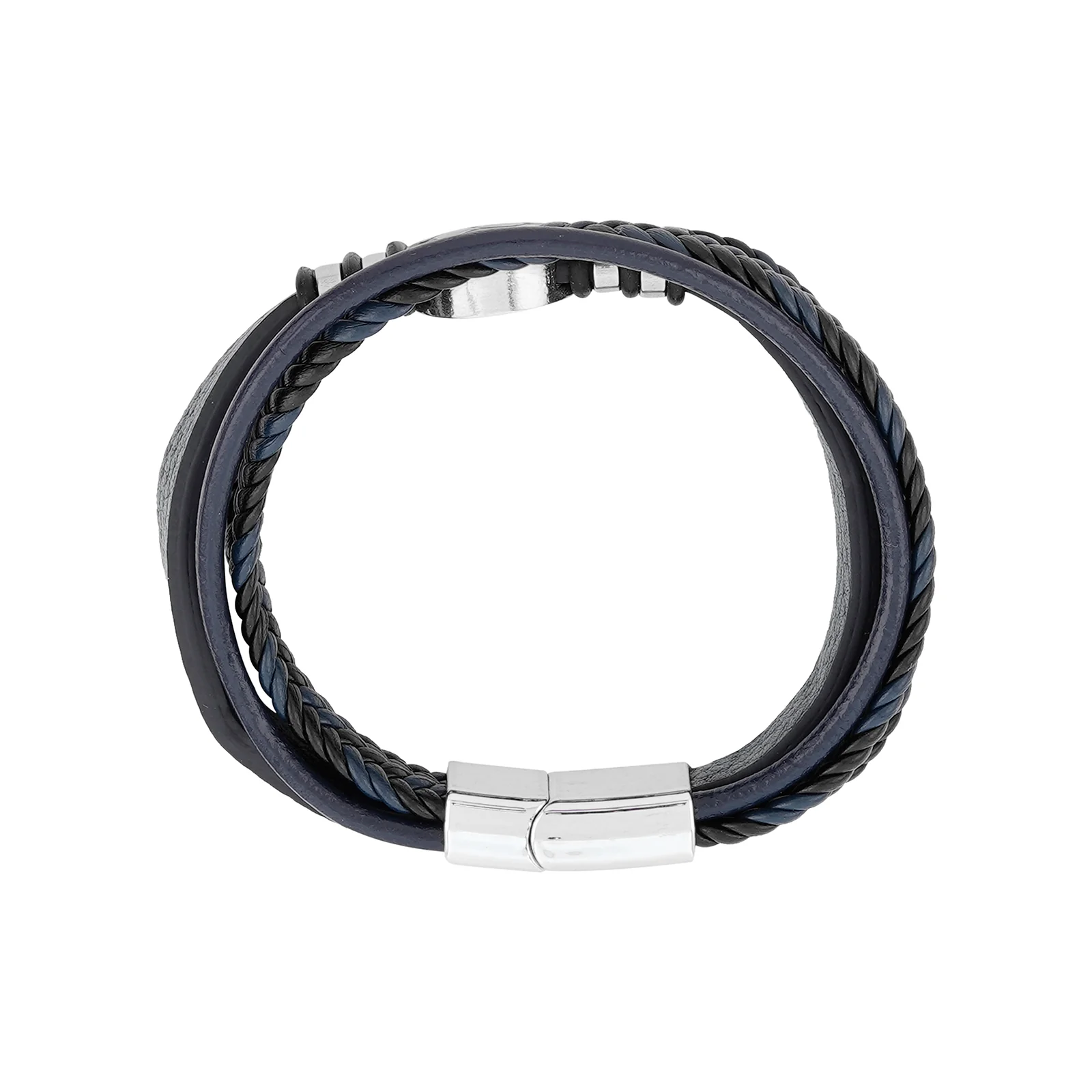 Bennington Blue Men's Leather Layered Bracelet - Image 5