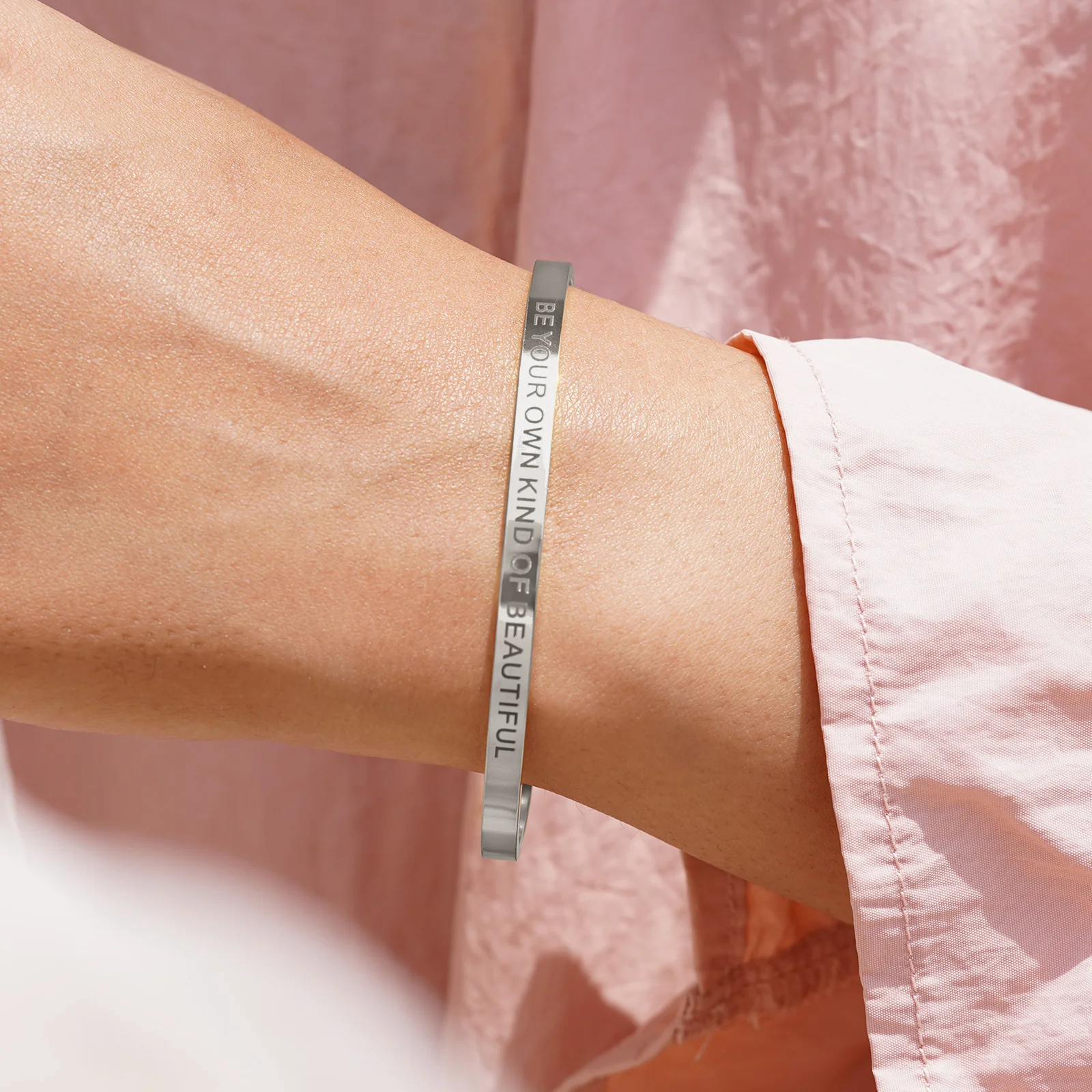 Be Your Own Kind Of Beautiful Silver Mantra Band - Image 2