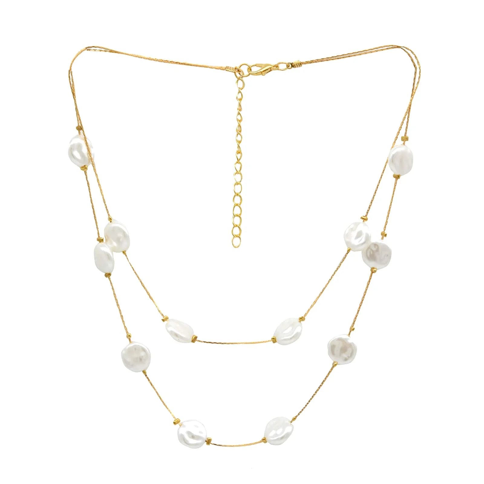 Beady Layered Pearl Necklace - Image 2