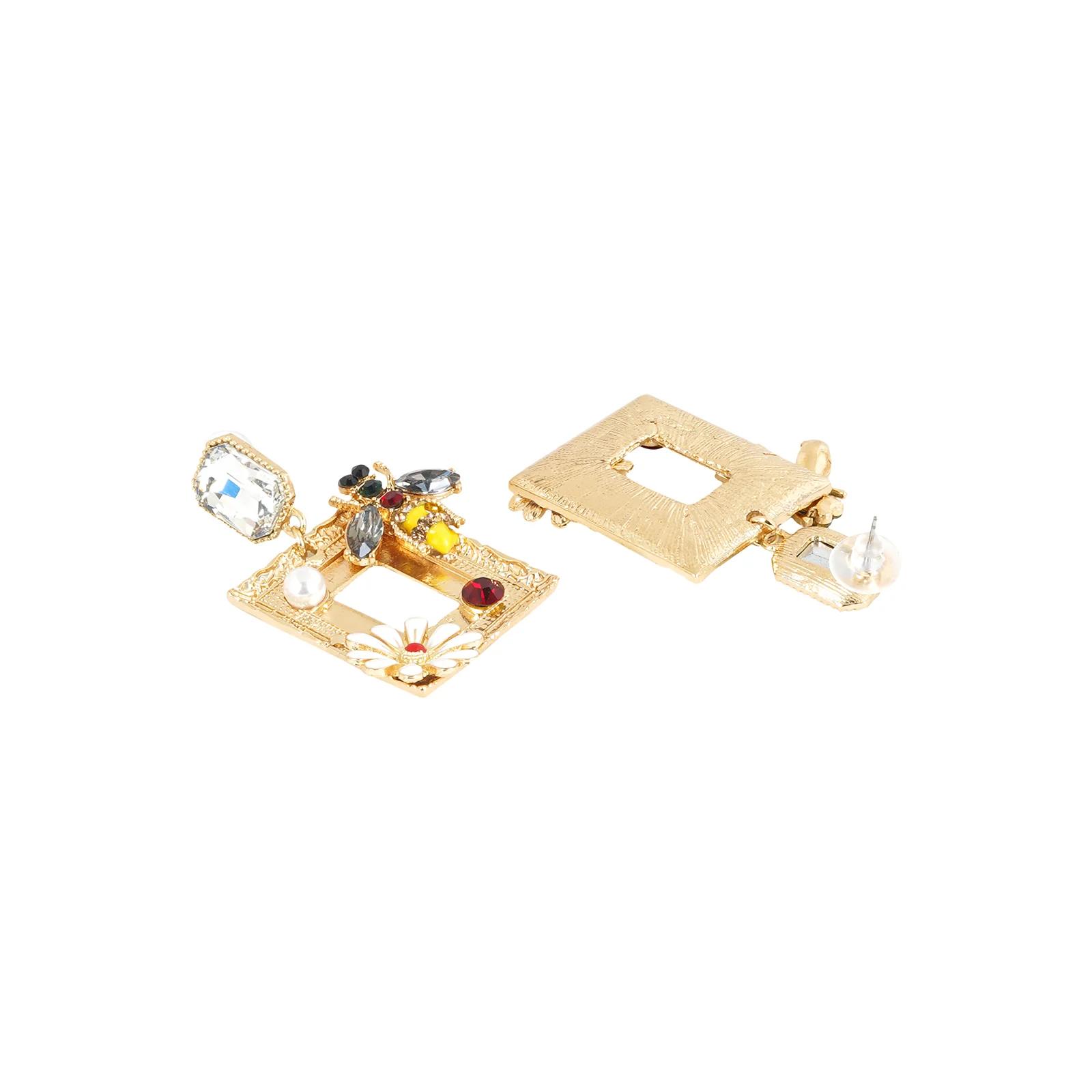 Bee Frame Floral Multicolour Earring - Image 5