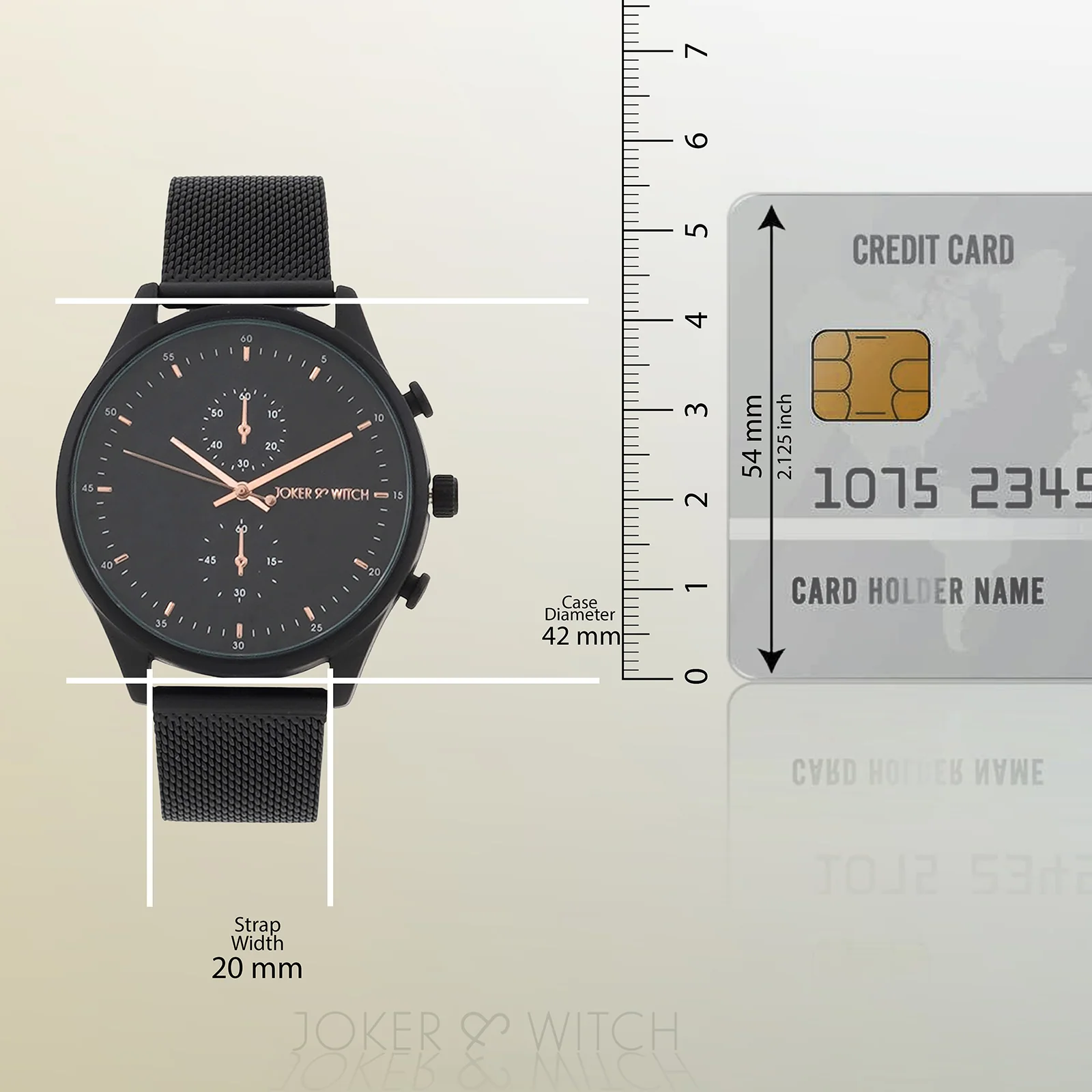 Beetle Black Large Dial Mesh Strap Men's Watch - Image 8