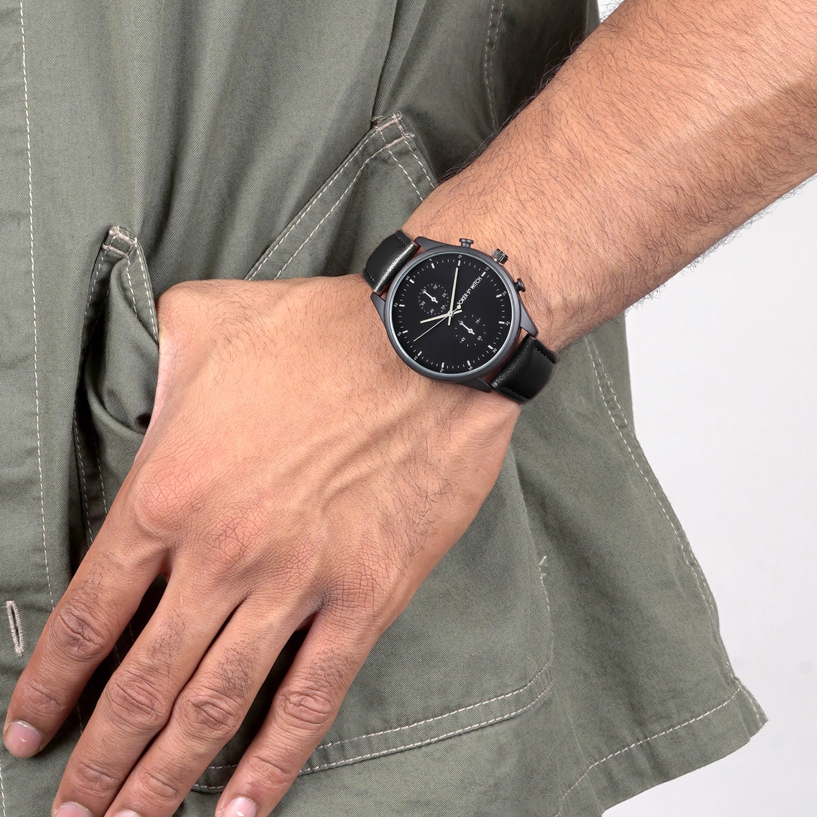 Beetle Black Large Dial PU Strap Men's Watch - Image 2