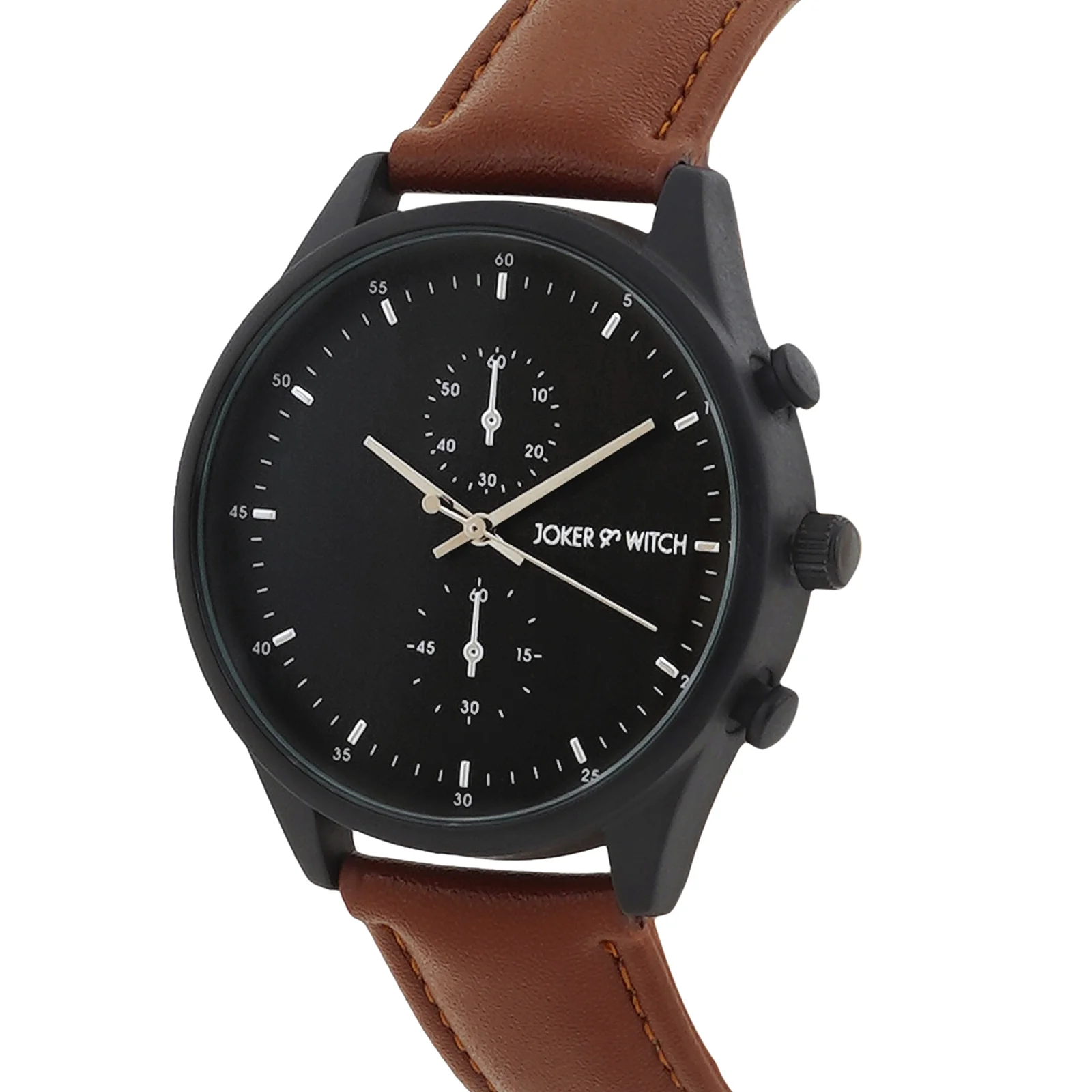 Beetle Black Large Dial Brown PU Strap Men's Watch - Image 4