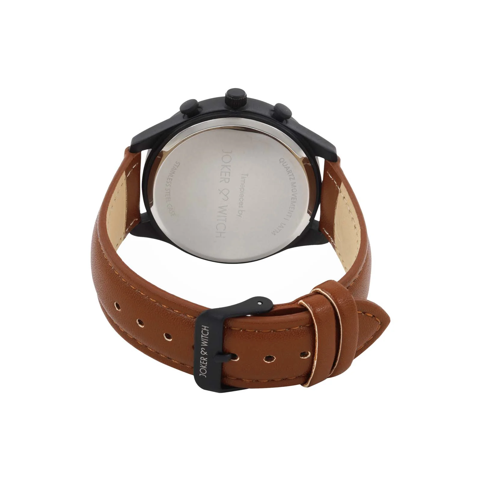 Beetle Black Large Dial Brown PU Strap Men's Watch - Image 6