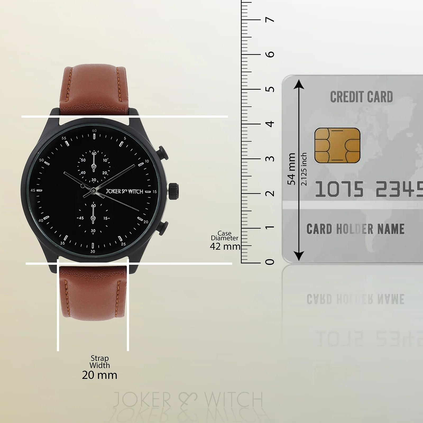 Beetle Black Large Dial Brown PU Strap Men's Watch - Image 8