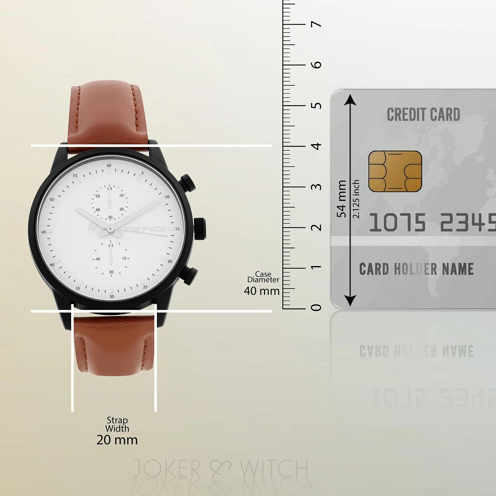Beetle White Large Dial Brown PU Strap Men's Watch - Image 8