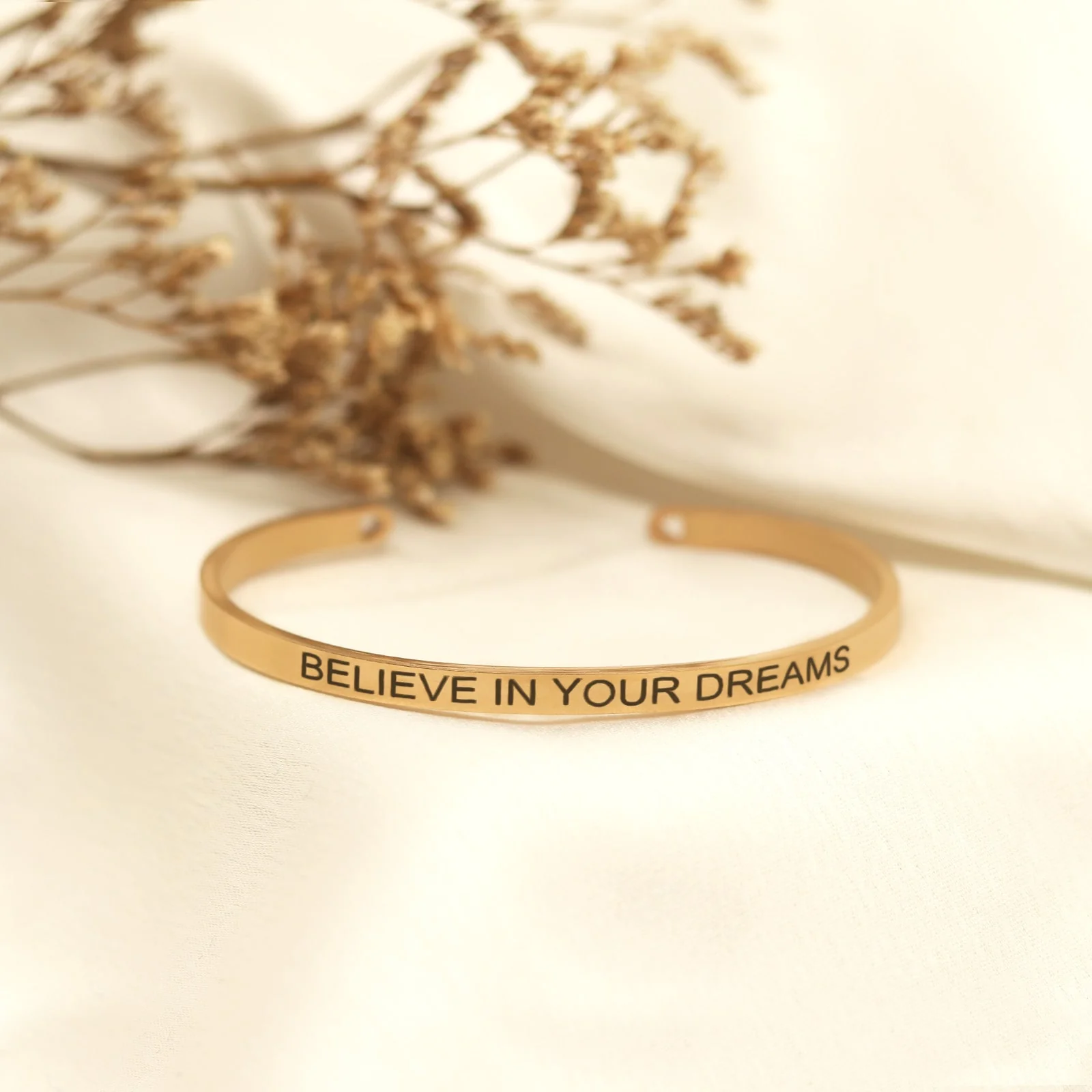 Believe In Your Dreams Rose Gold Mantra Band - Image 2
