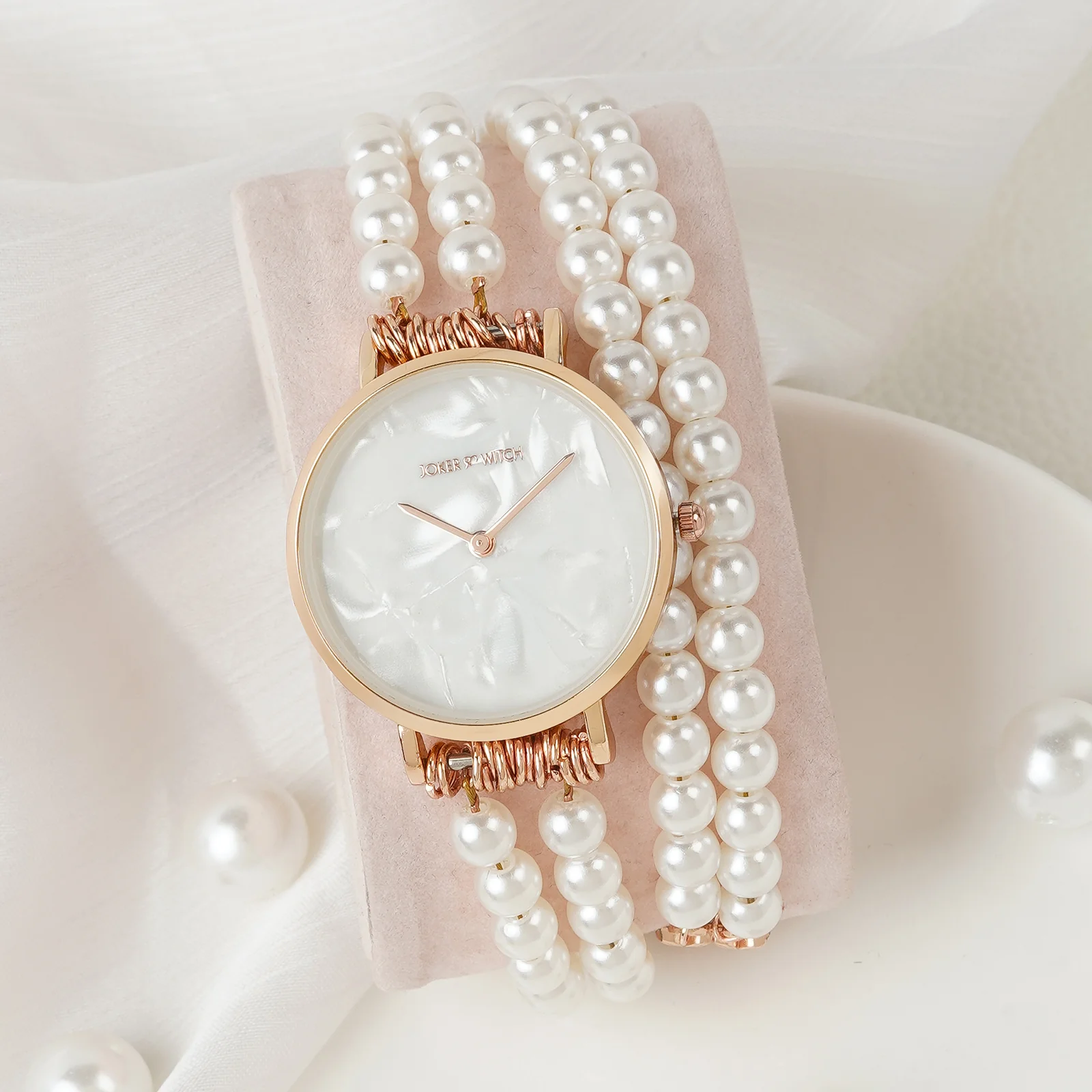Bellena White Medium Dial Pearl Wrap Around Strap Women's Watch - Image 3
