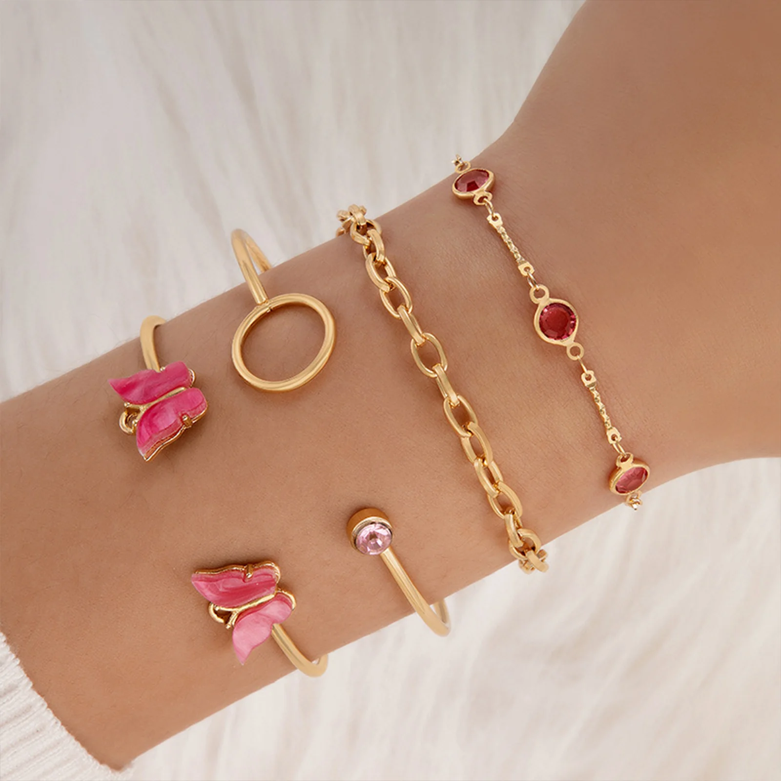 Bewitched Analeese Gold and Pink Charms Bracelet Stack - Image 2