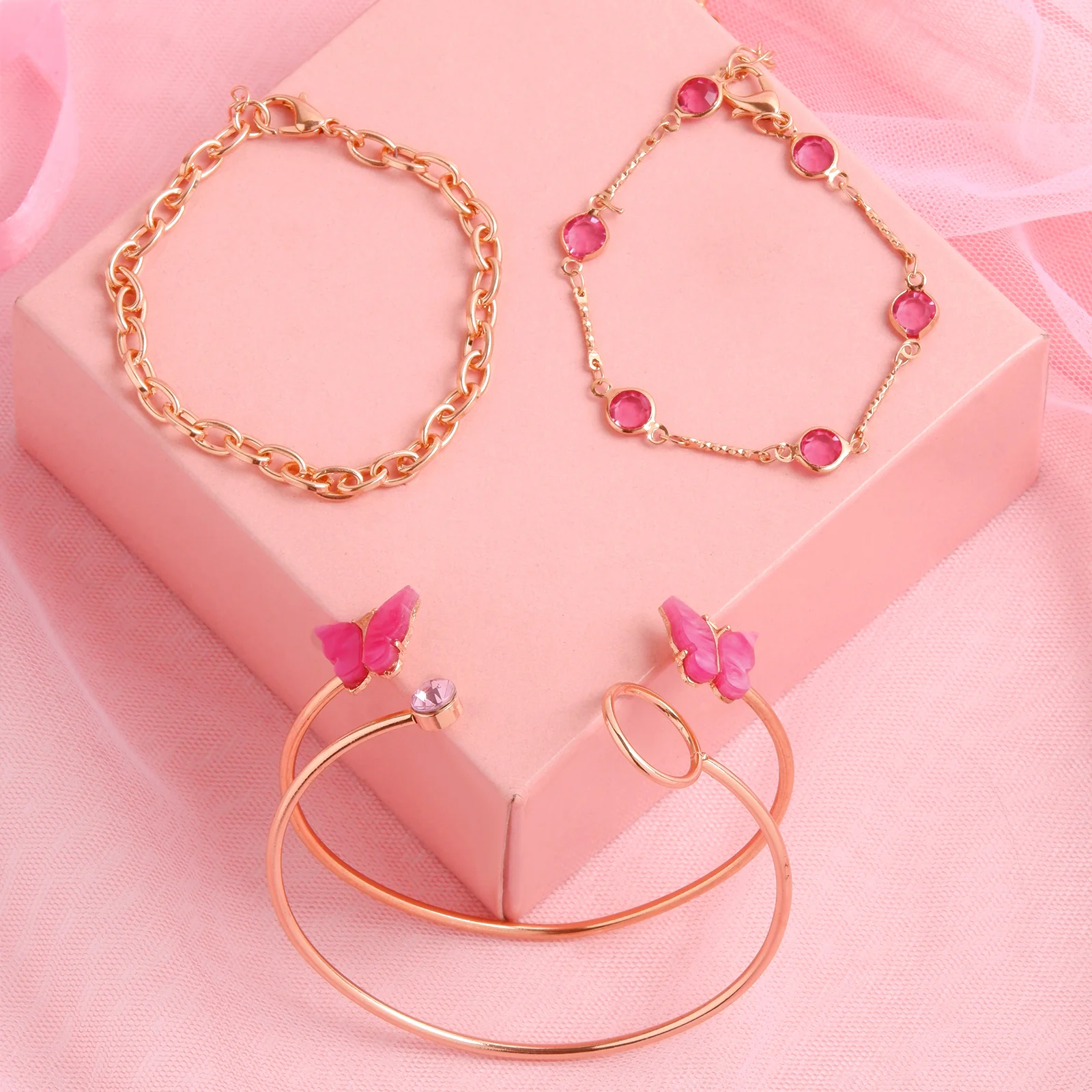 Bewitched Analeese Gold and Pink Charms Bracelet Stack - Image 3
