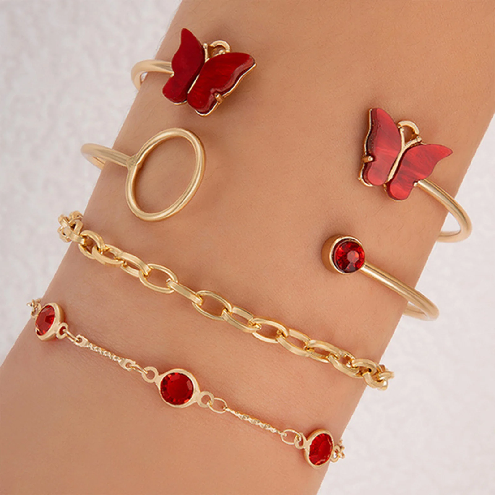 Bewitched Analeese Gold and Red  charms bracelet stack - Image 3